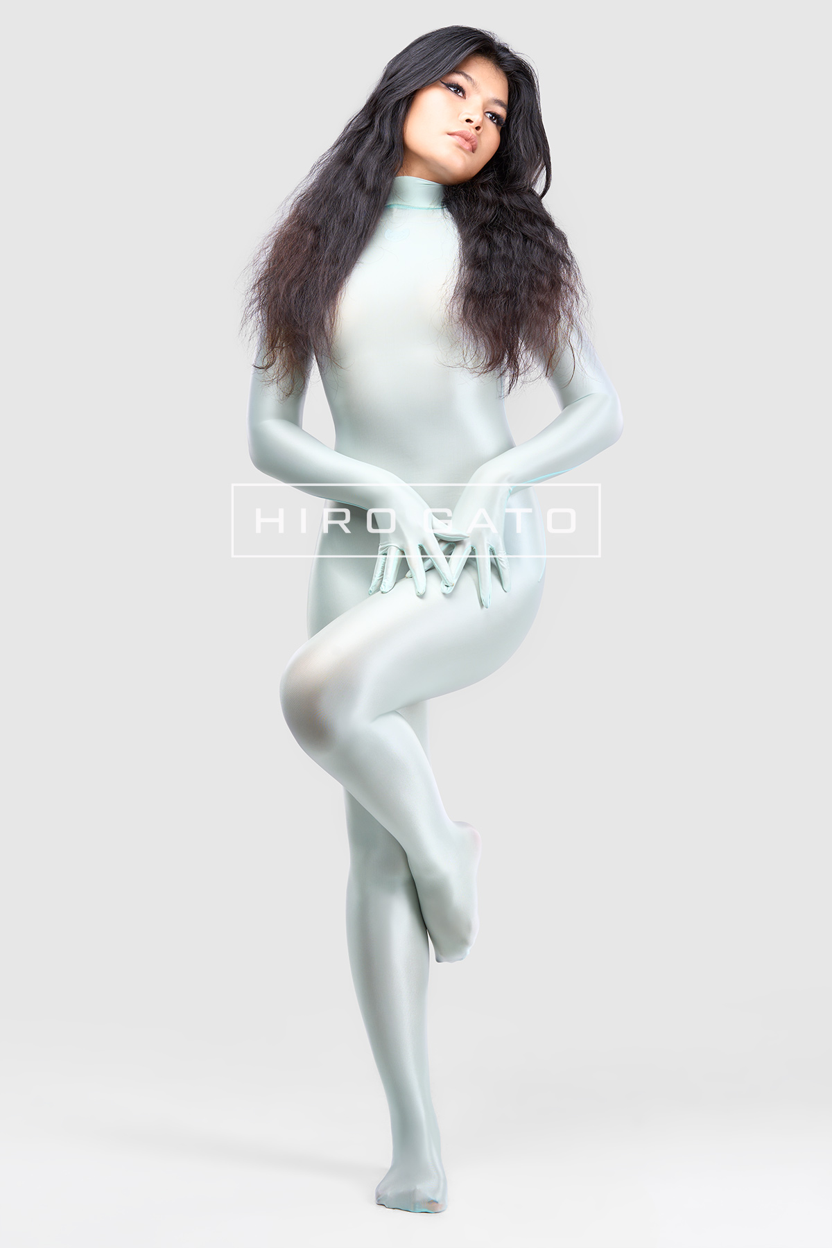 Sheer Nylon Catsuit  Mint Green