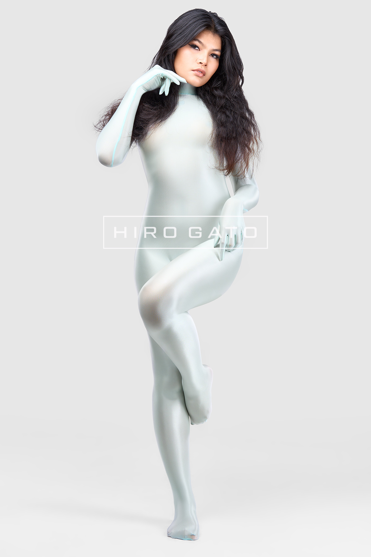 Sheer Nylon Catsuit  Mint Green view 2