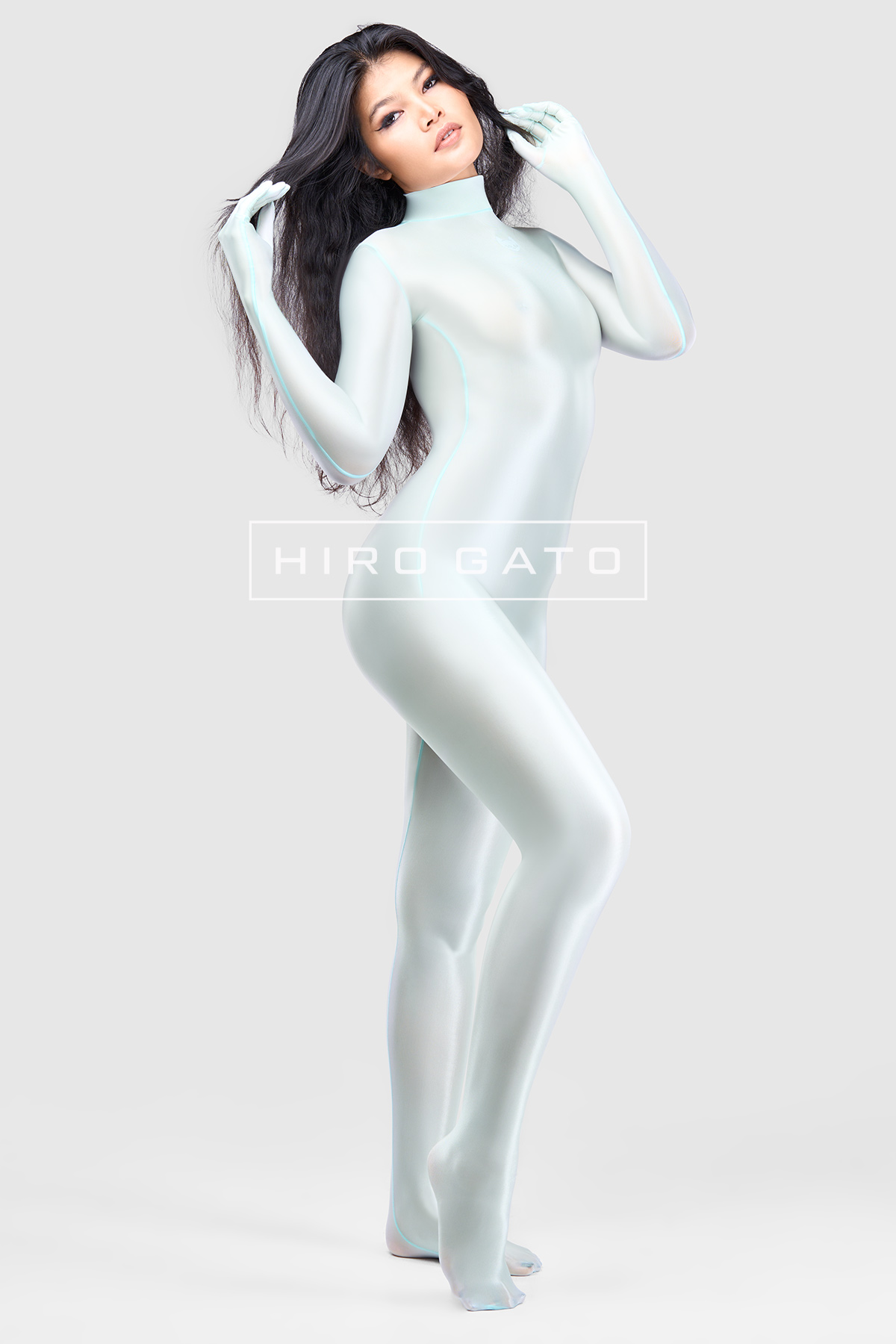 Sheer Nylon Catsuit  Mint Green view 3