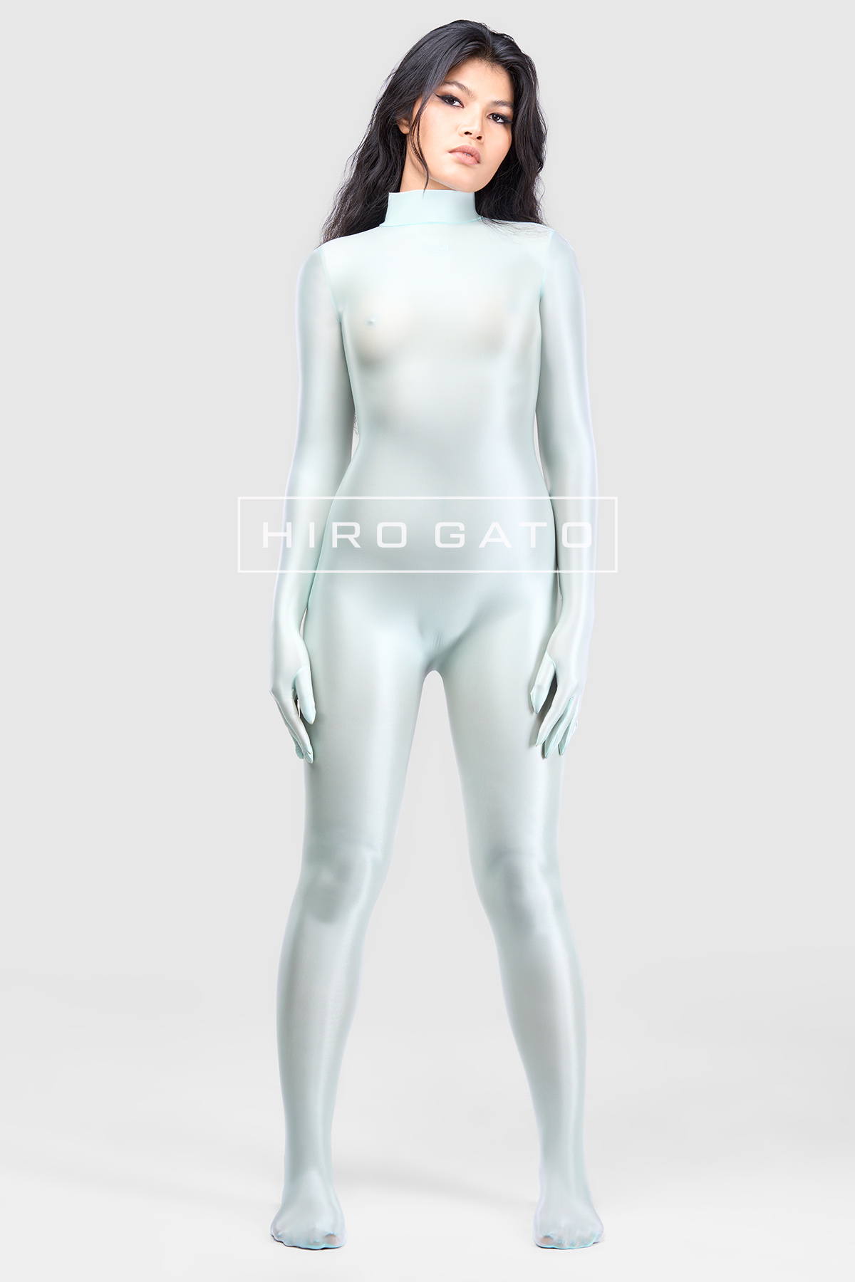 Sheer Nylon Catsuit  Mint Green view 4