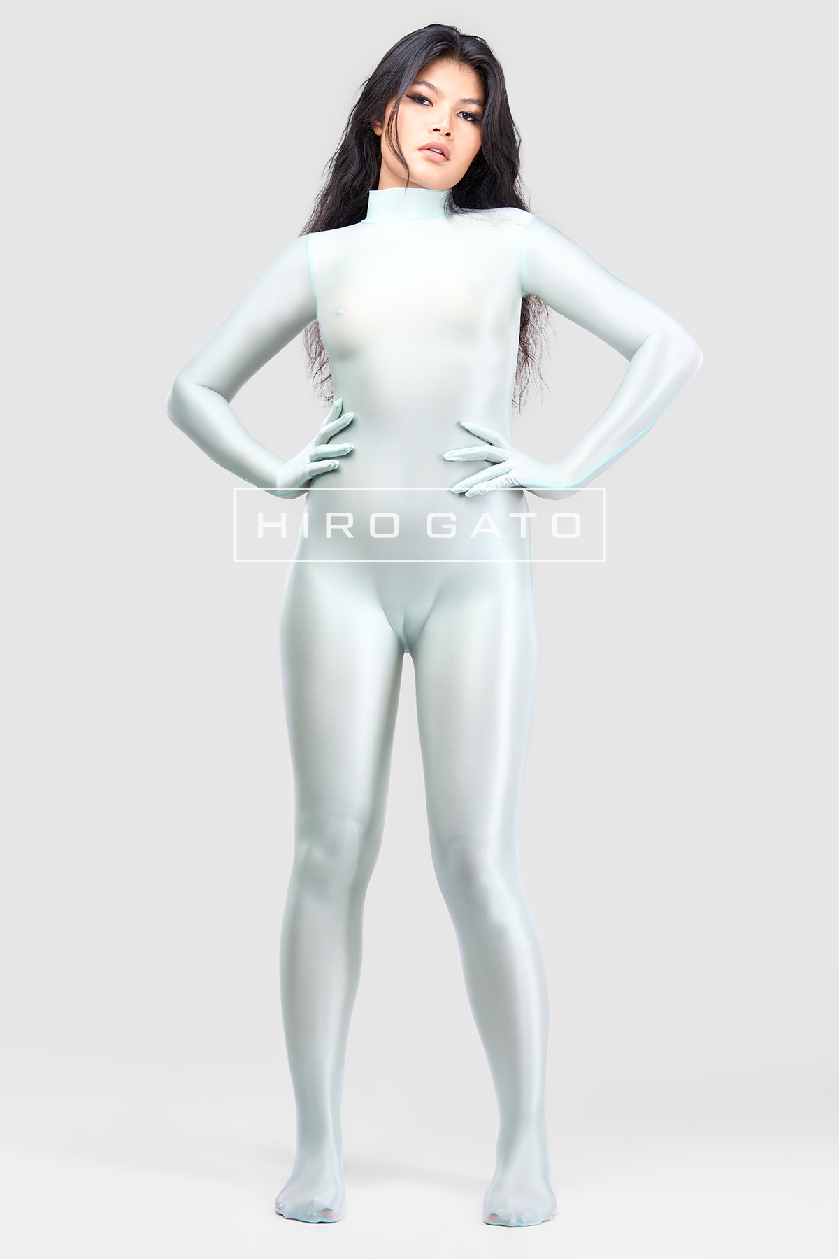 Sheer Nylon Catsuit  Mint Green view 5