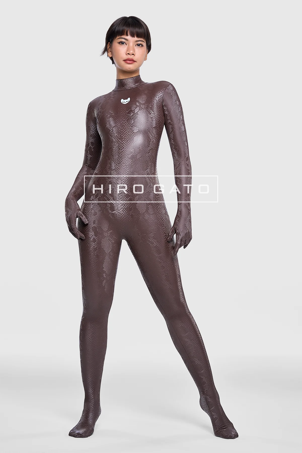 Reptilian Skin Spandex Catsuit Mocha