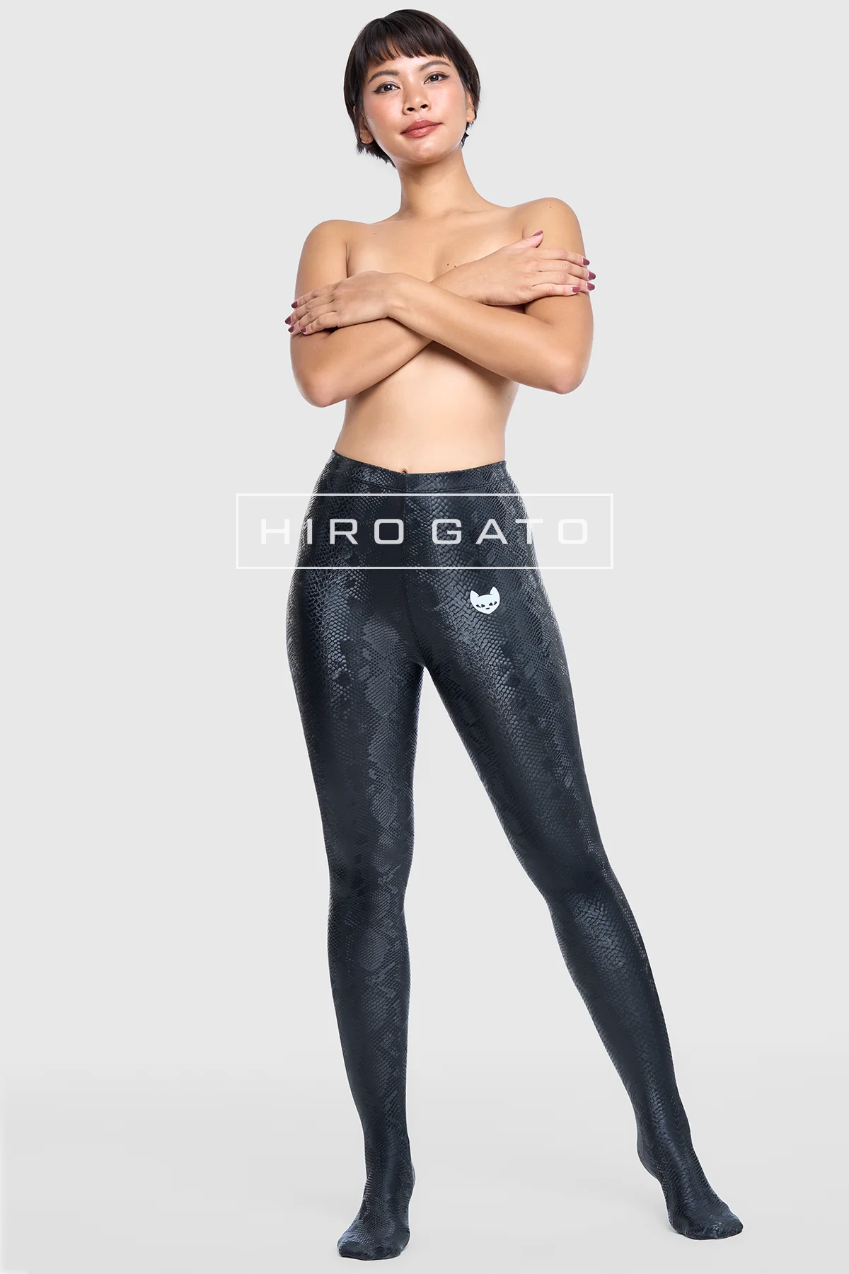 Reptilian Skin Spandex Leggings  Black