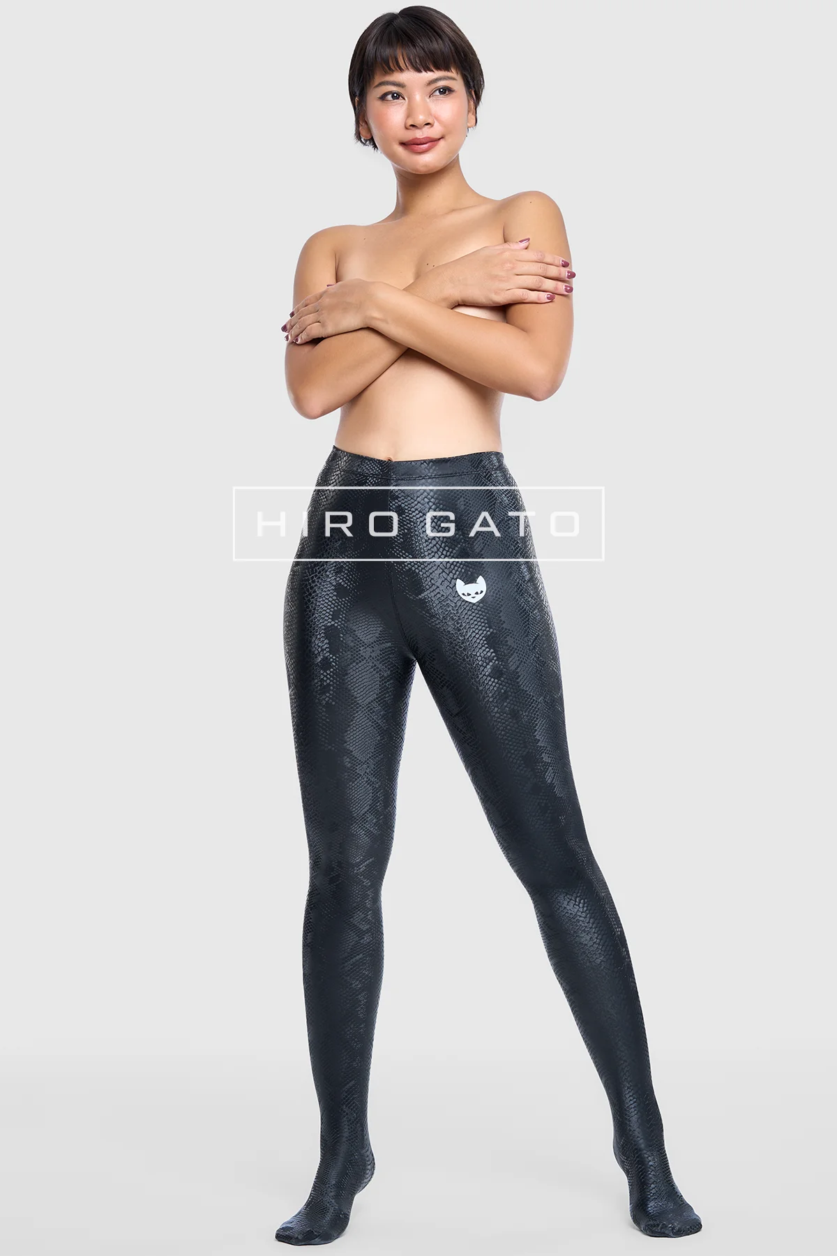 Reptilian Skin Spandex Leggings  Black view 2