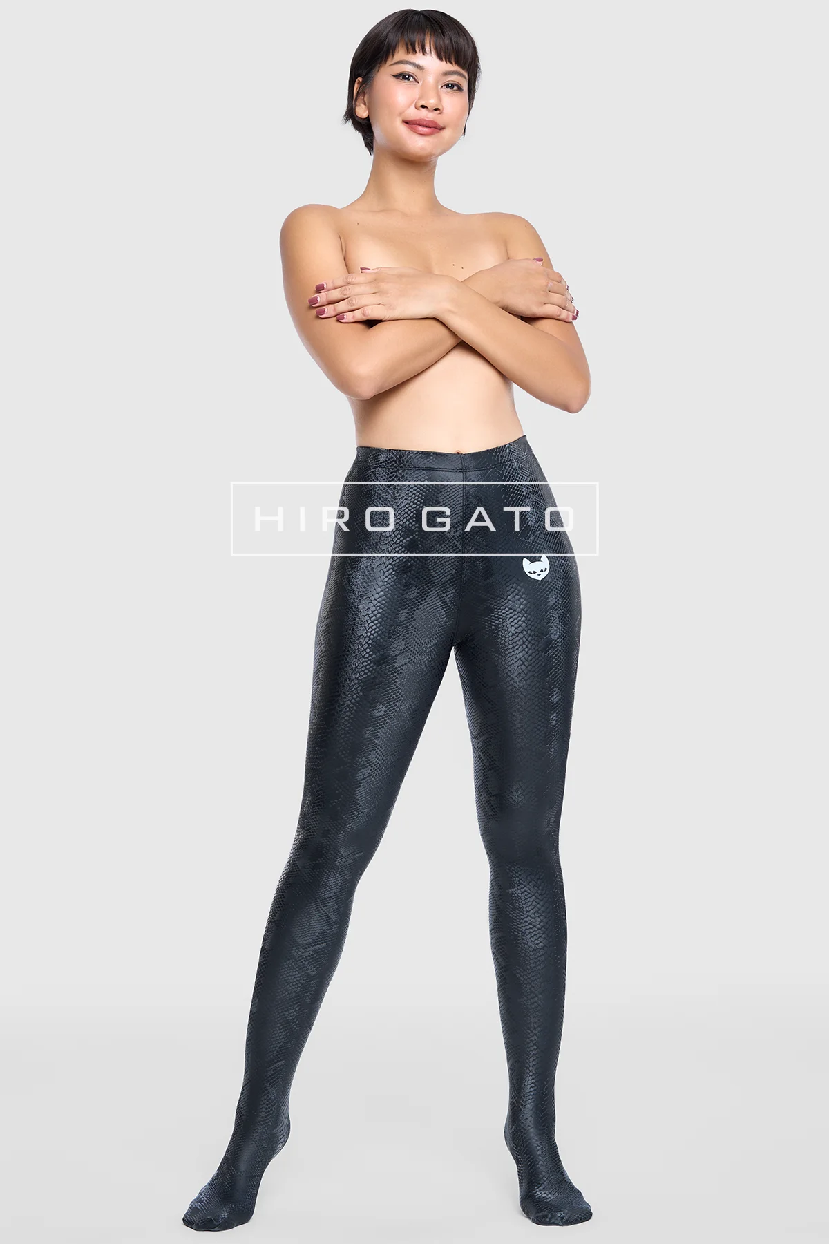 Reptilian Skin Spandex Leggings  Black view 9