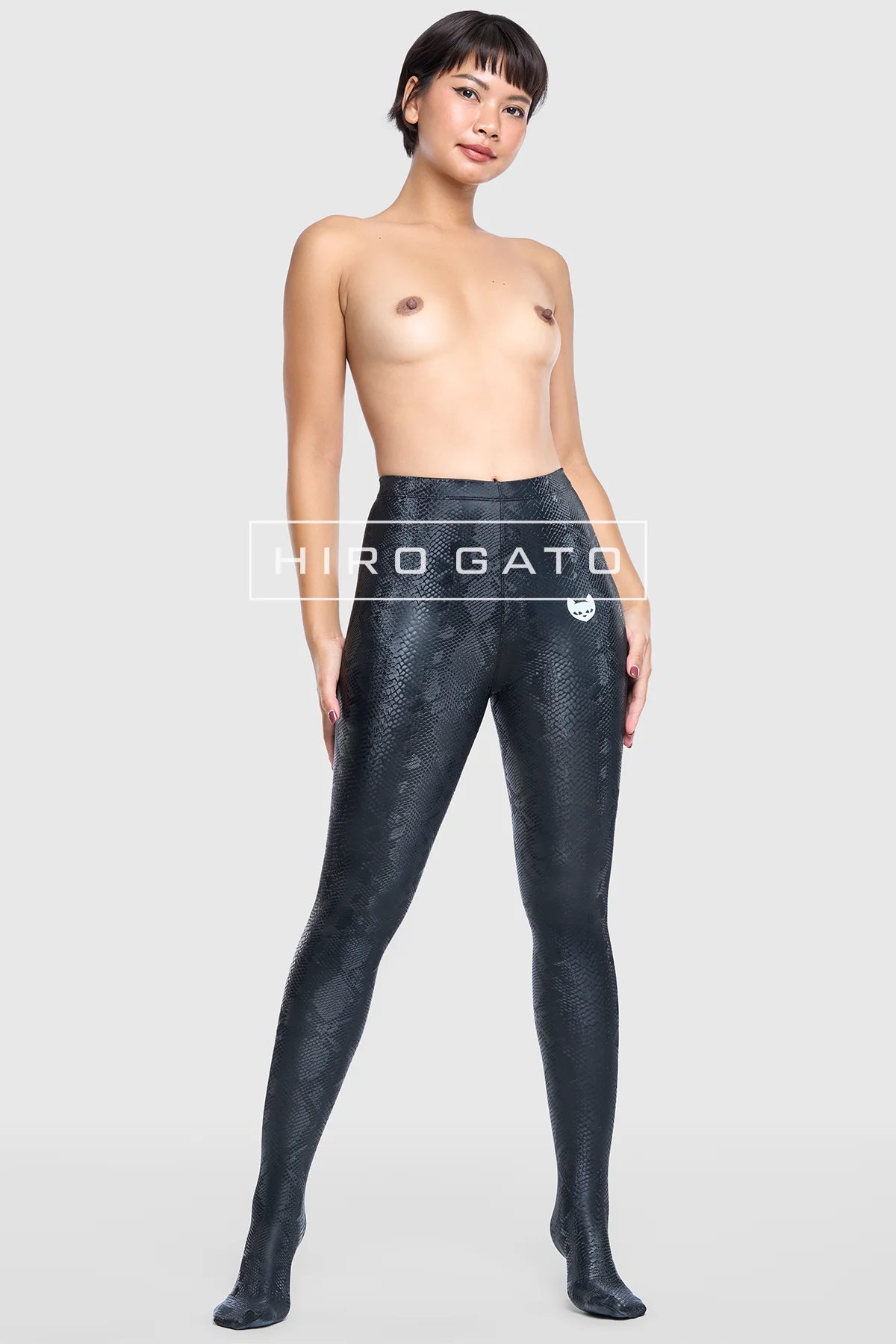 Reptilian Skin Spandex Leggings  Black view 8