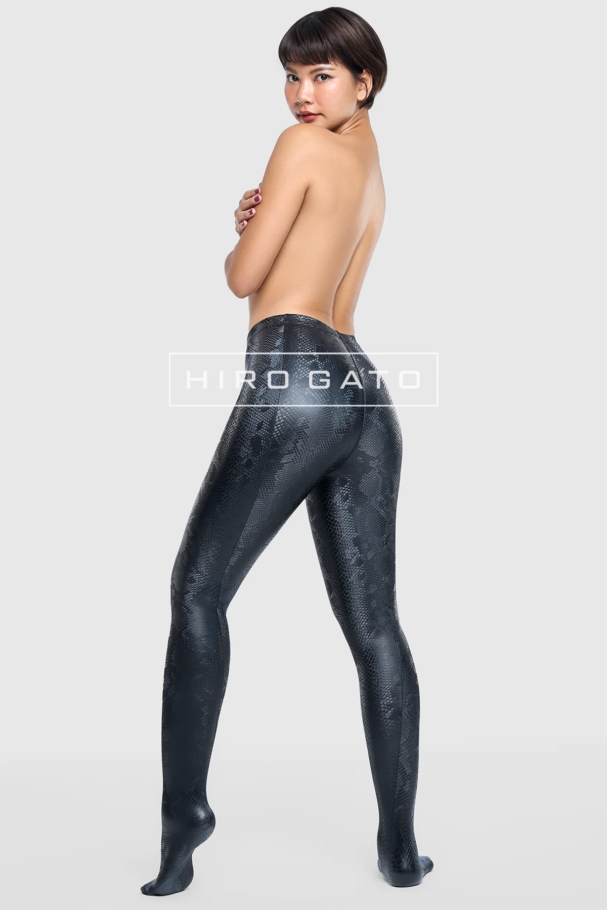 Reptilian Skin Spandex Leggings  Black view 7