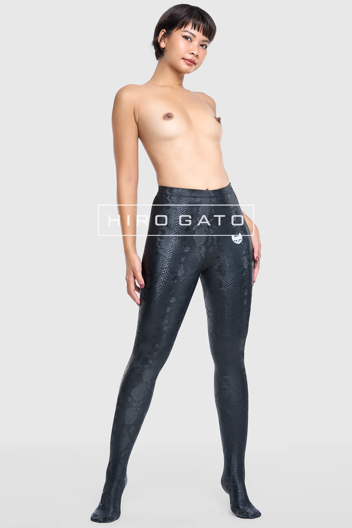 Reptilian Skin Spandex Leggings  Black view 6
