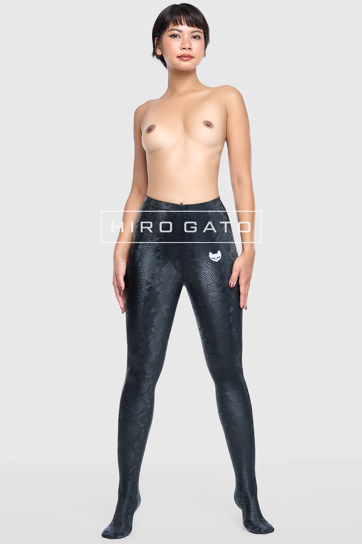 Reptilian Skin Spandex Leggings  Black view 5
