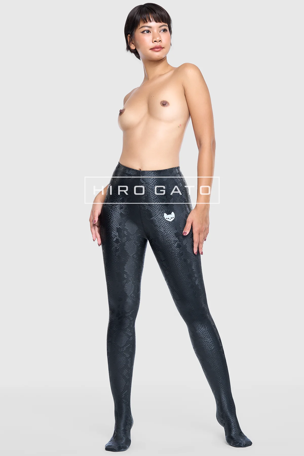 Reptilian Skin Spandex Leggings  Black view 4