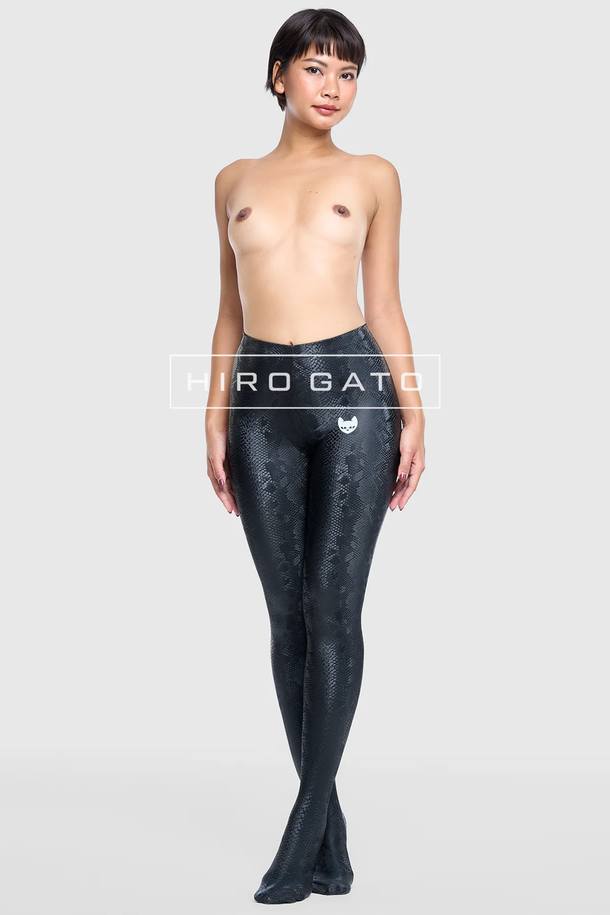 Reptilian Skin Spandex Leggings  Black view 3