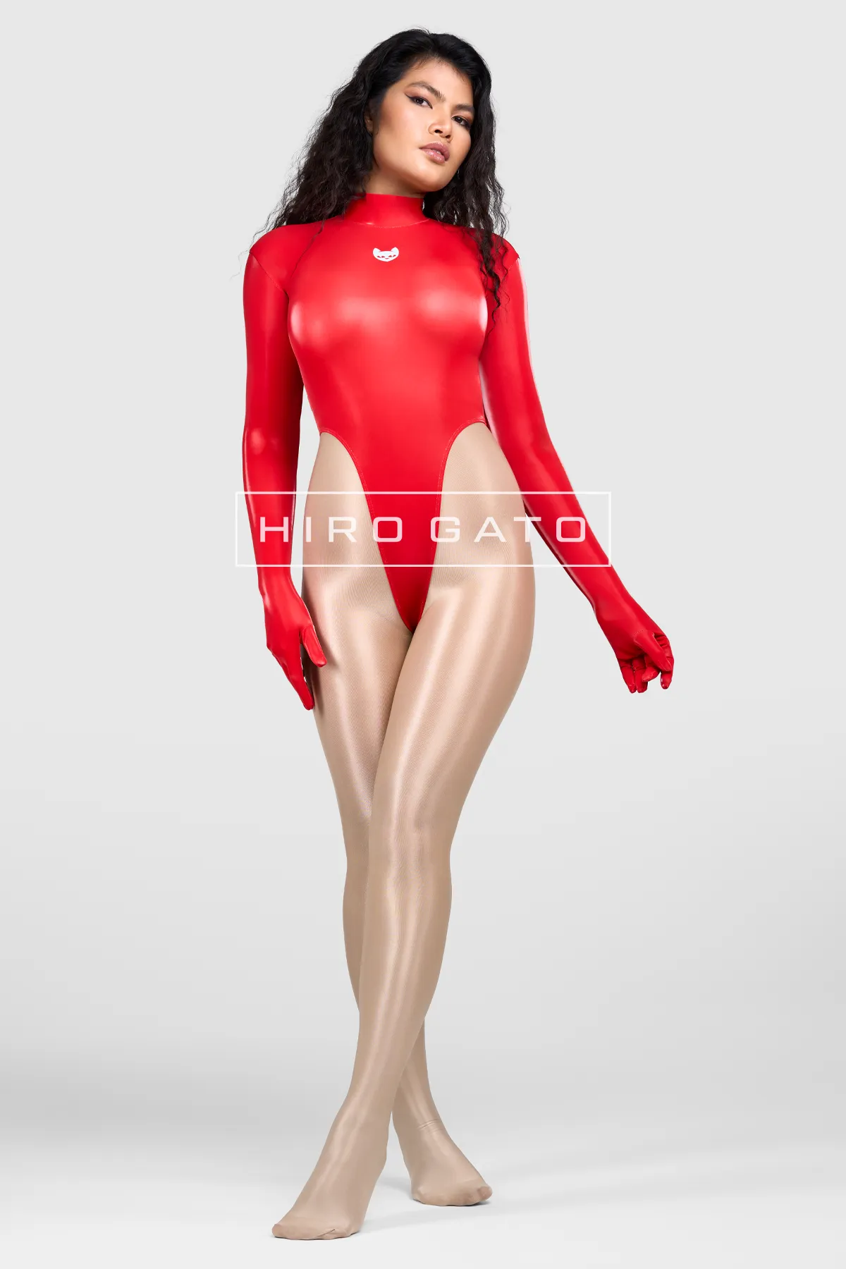 Sharkskin PU Spandex Leotard  Red view 6