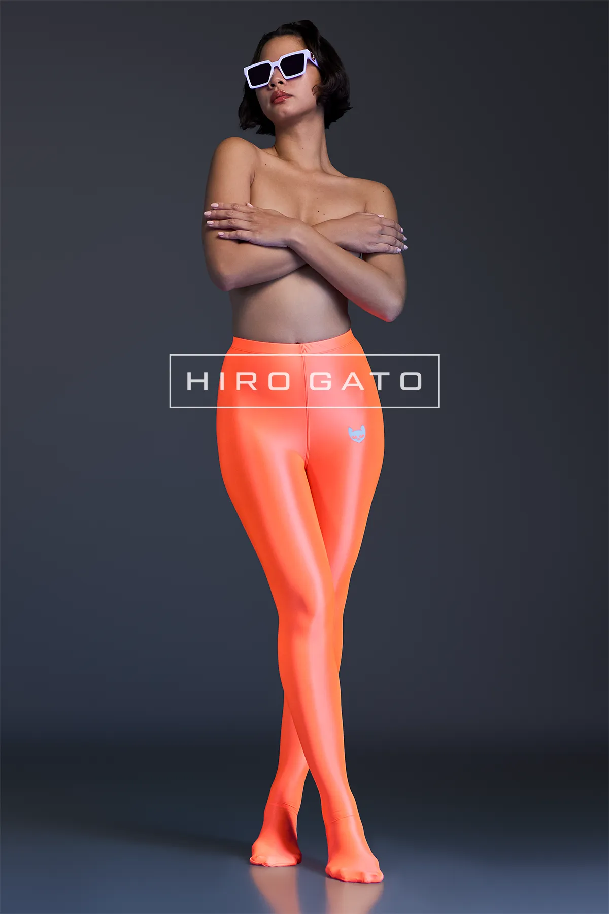 Satin Spandex Leggings  UV Orange