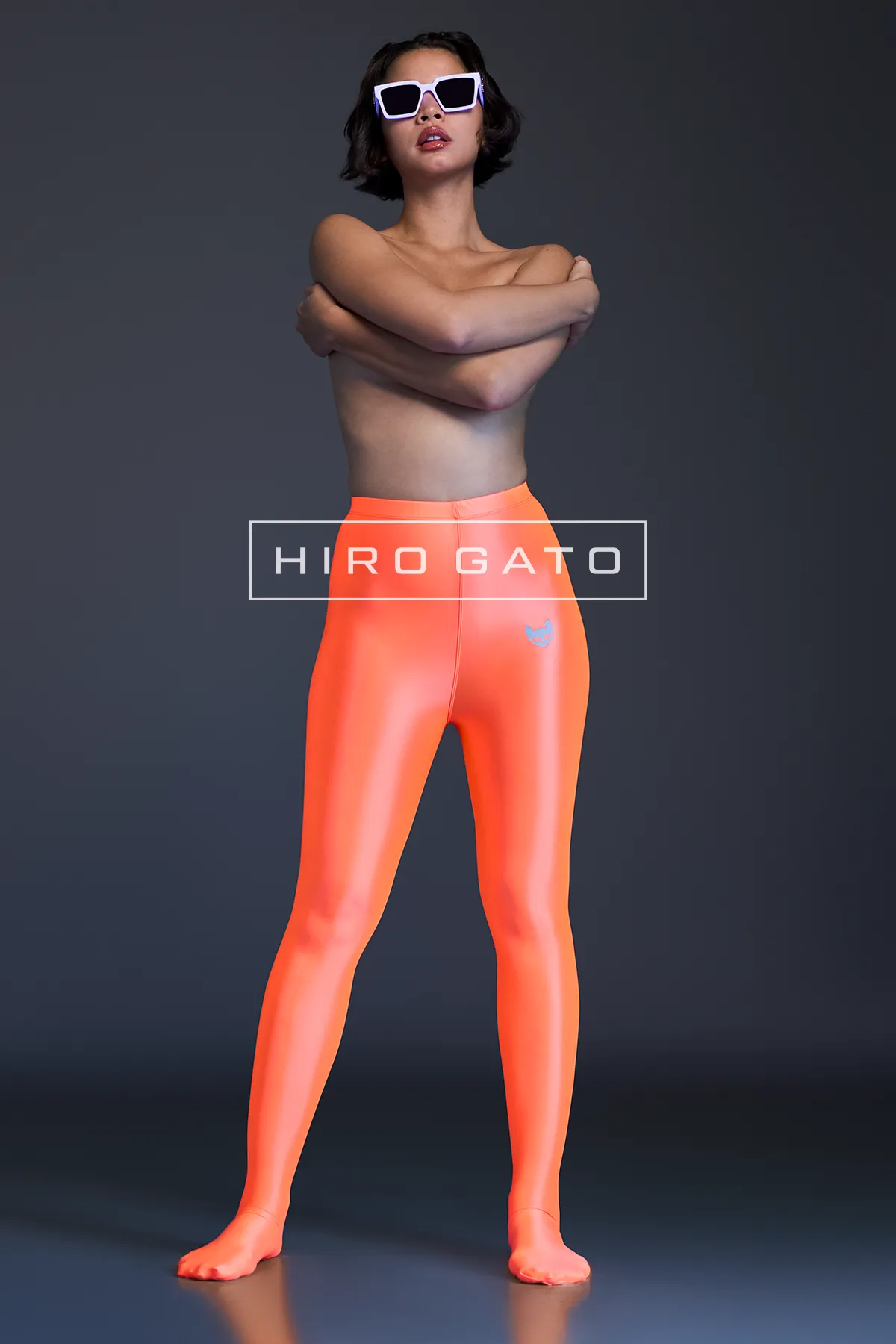 Satin Spandex Leggings  UV Orange view 2
