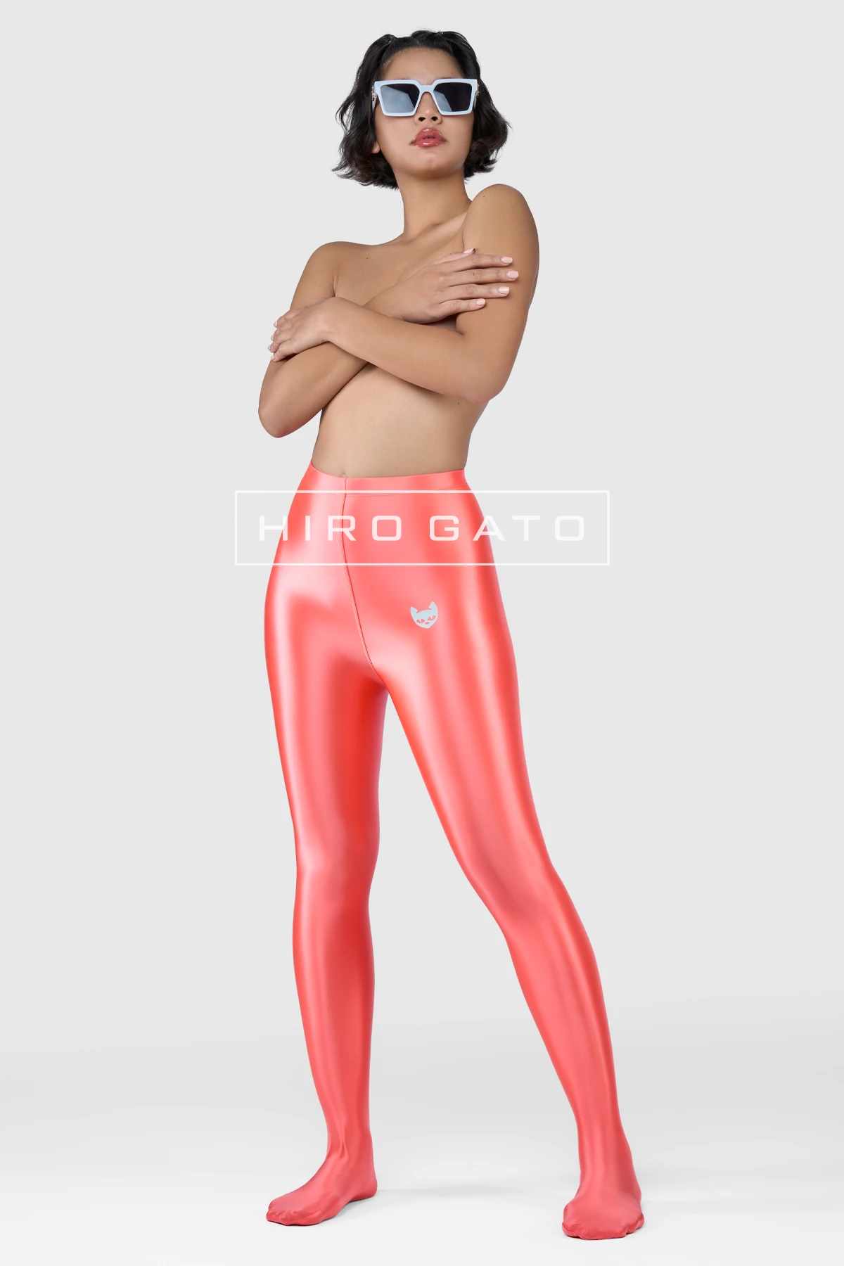 Satin Spandex Leggings  UV Orange view 6