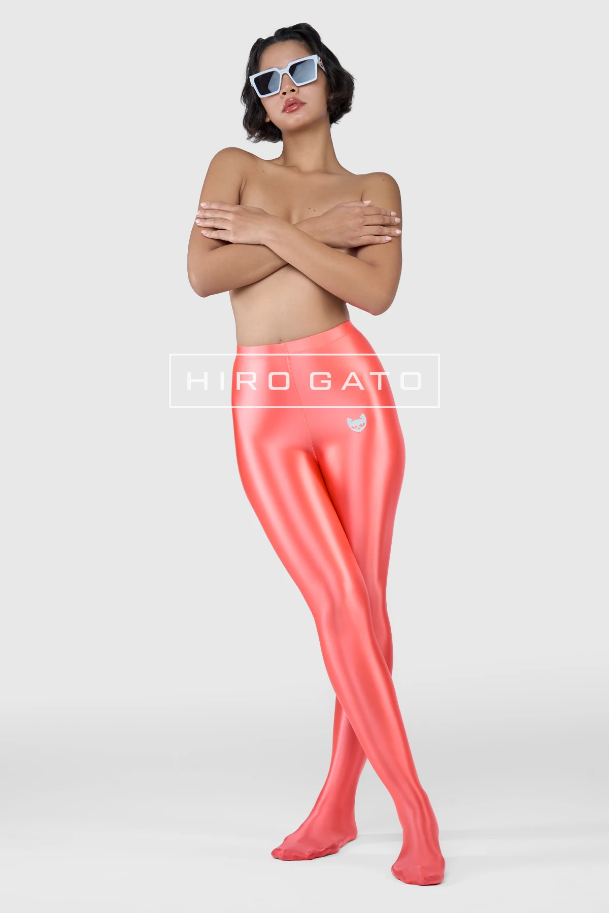 Satin Spandex Leggings  UV Orange view 5