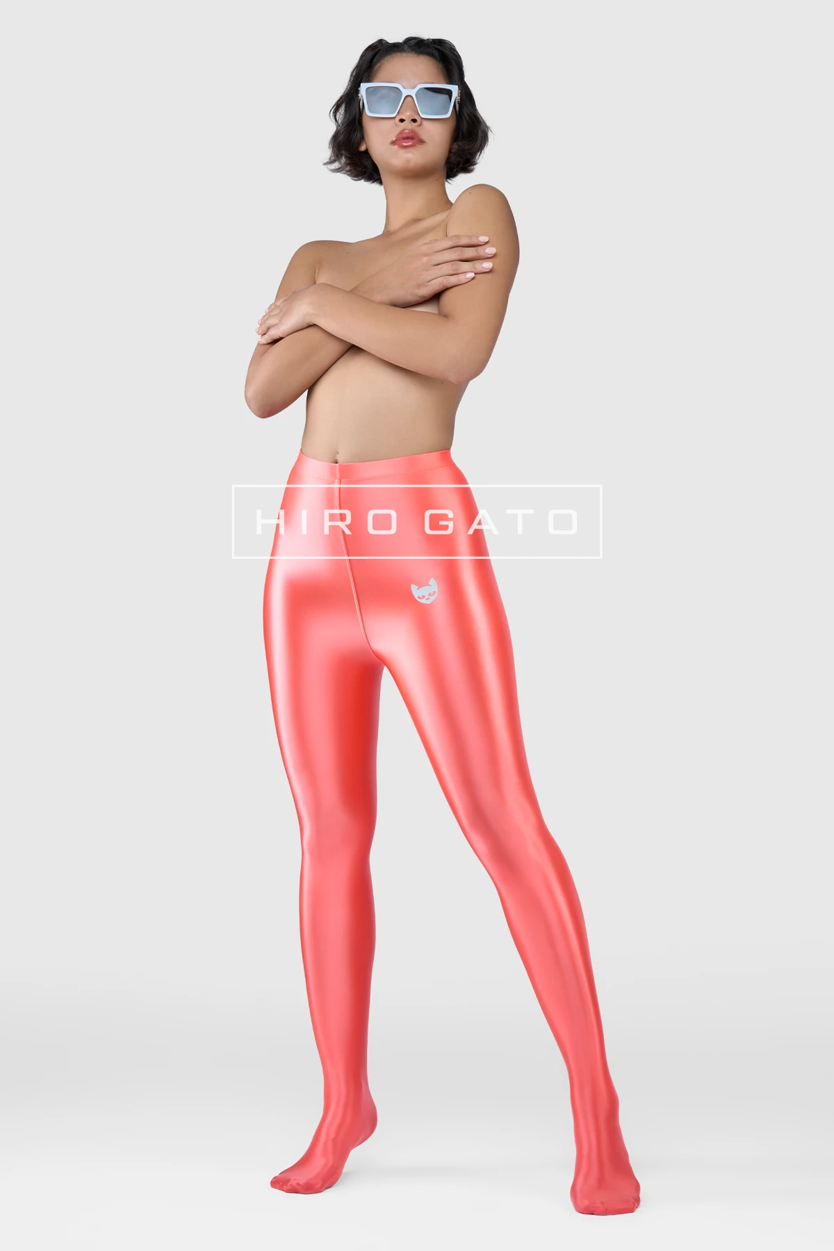 Satin Spandex Leggings  UV Orange view 4