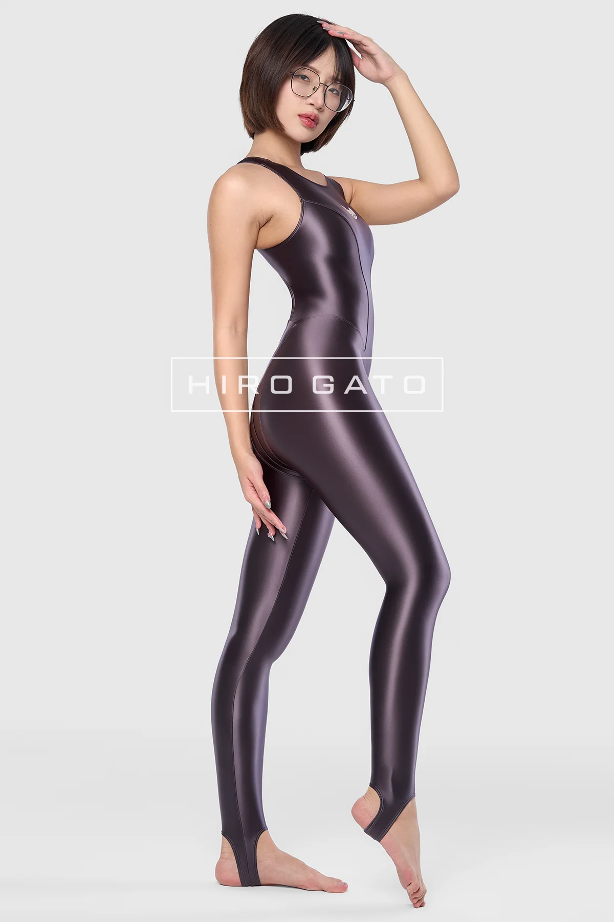 Satin Spandex Unitard  Anthracite view 4