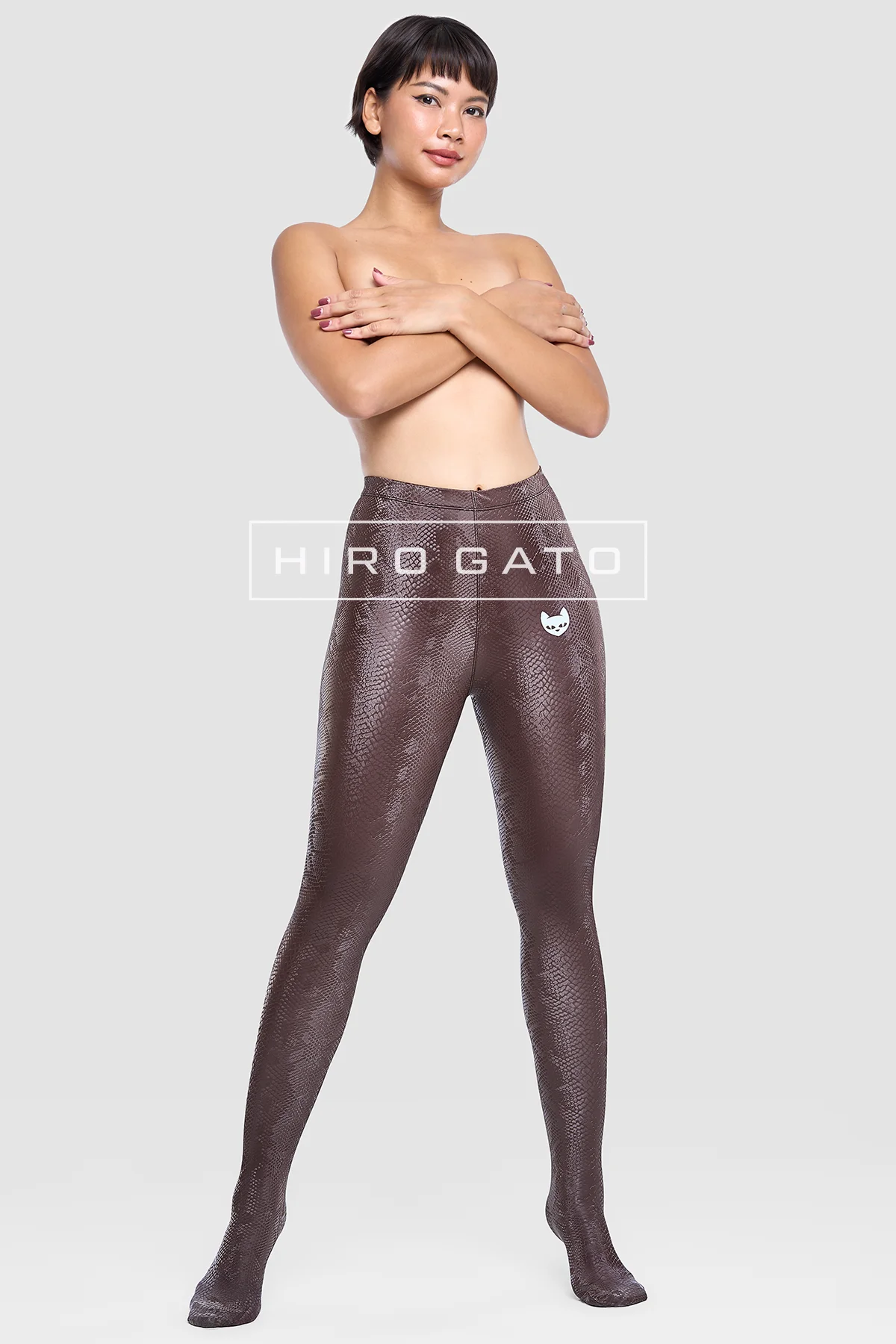 Reptilian Skin Spandex Leggings  Mocha