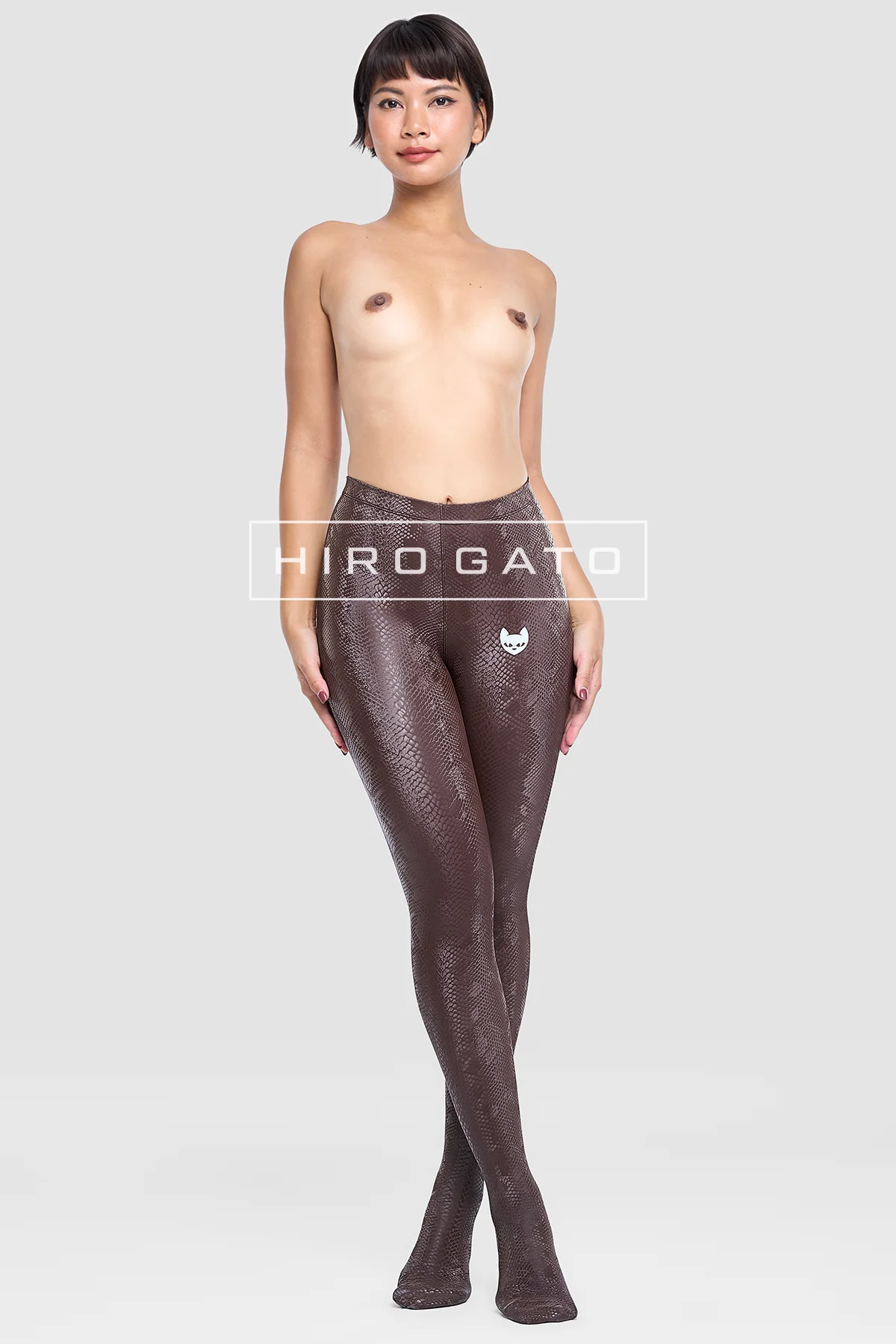 Reptilian Skin Spandex Leggings  Mocha view 8