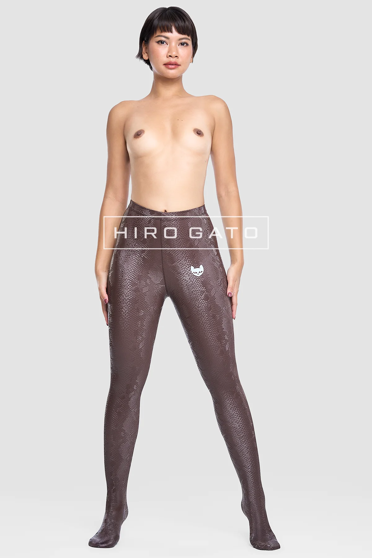 Reptilian Skin Spandex Leggings  Mocha view 4