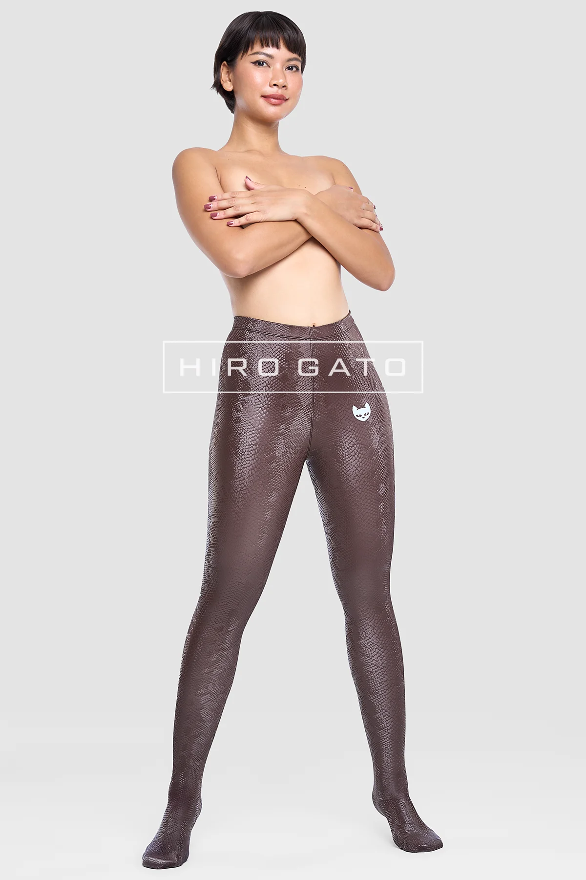 Reptilian Skin Spandex Leggings  Mocha view 3