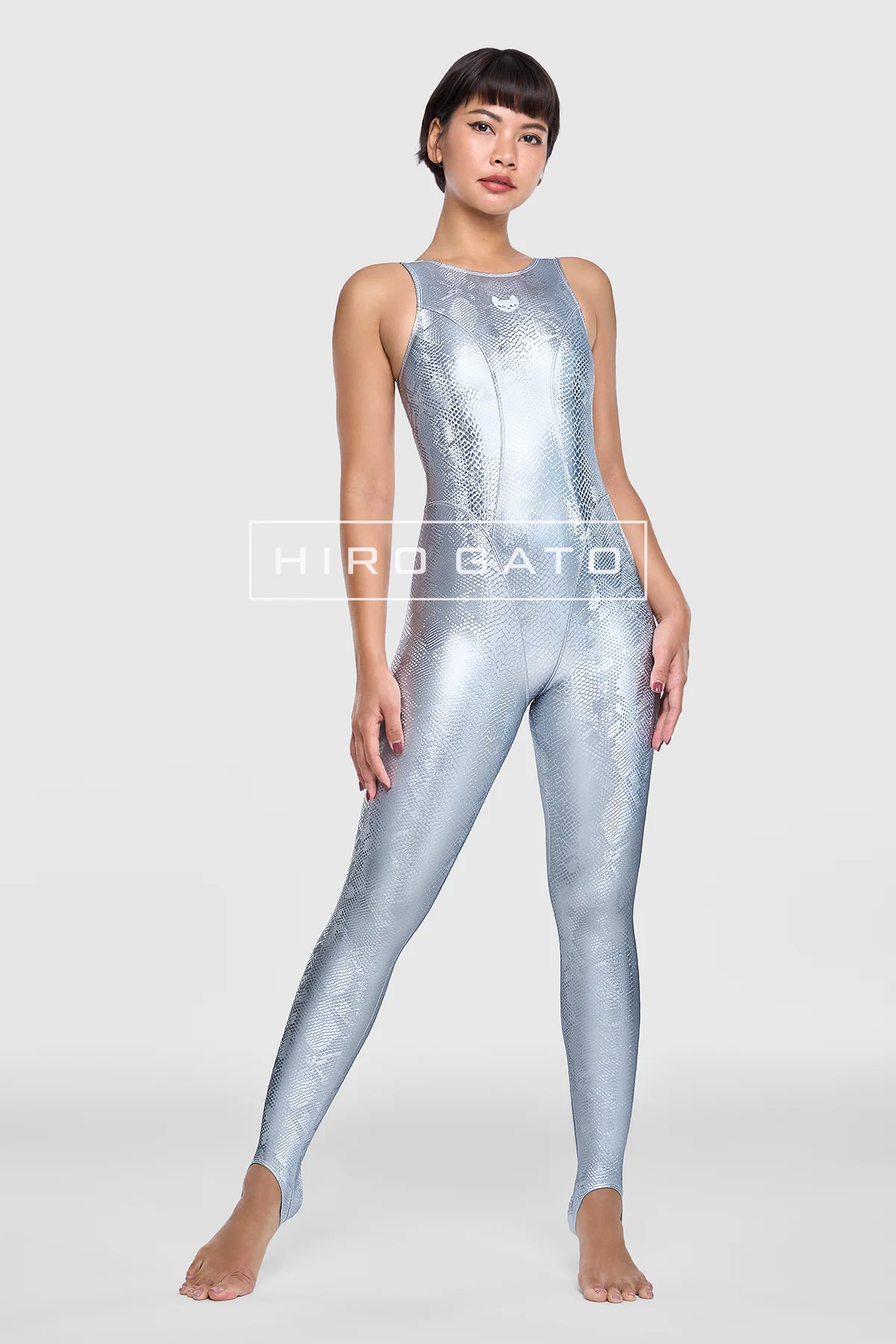 Reptilian Skin Spandex Unitard  Silver view 8