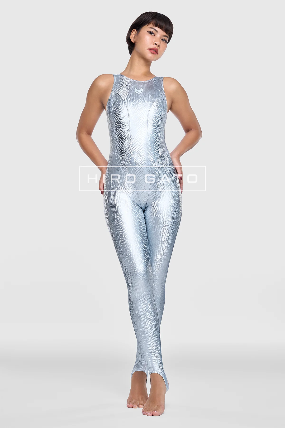 Reptilian Skin Spandex Unitard  Silver view 5