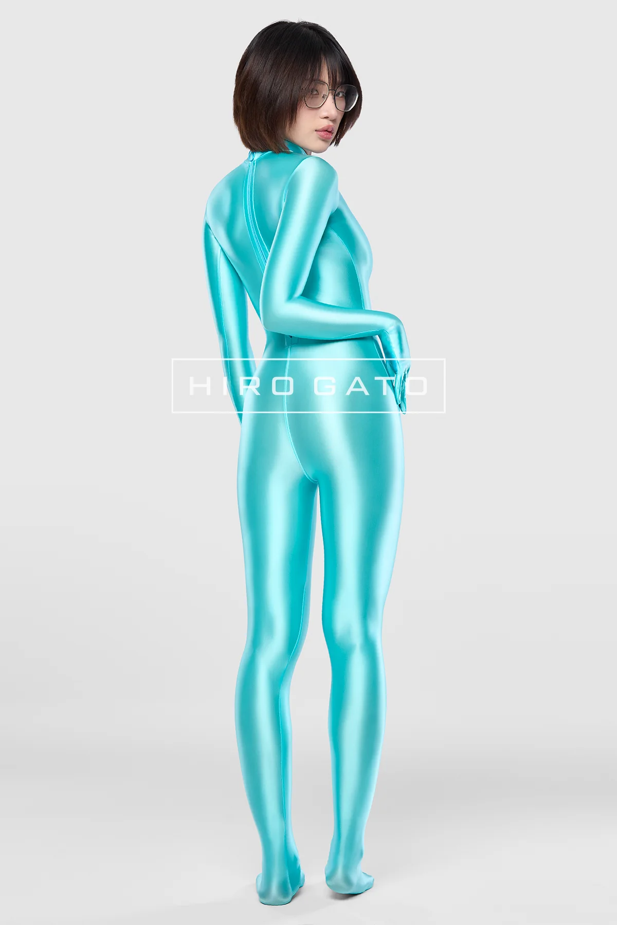 Satin Spandex Catsuit  Turquoise view 6