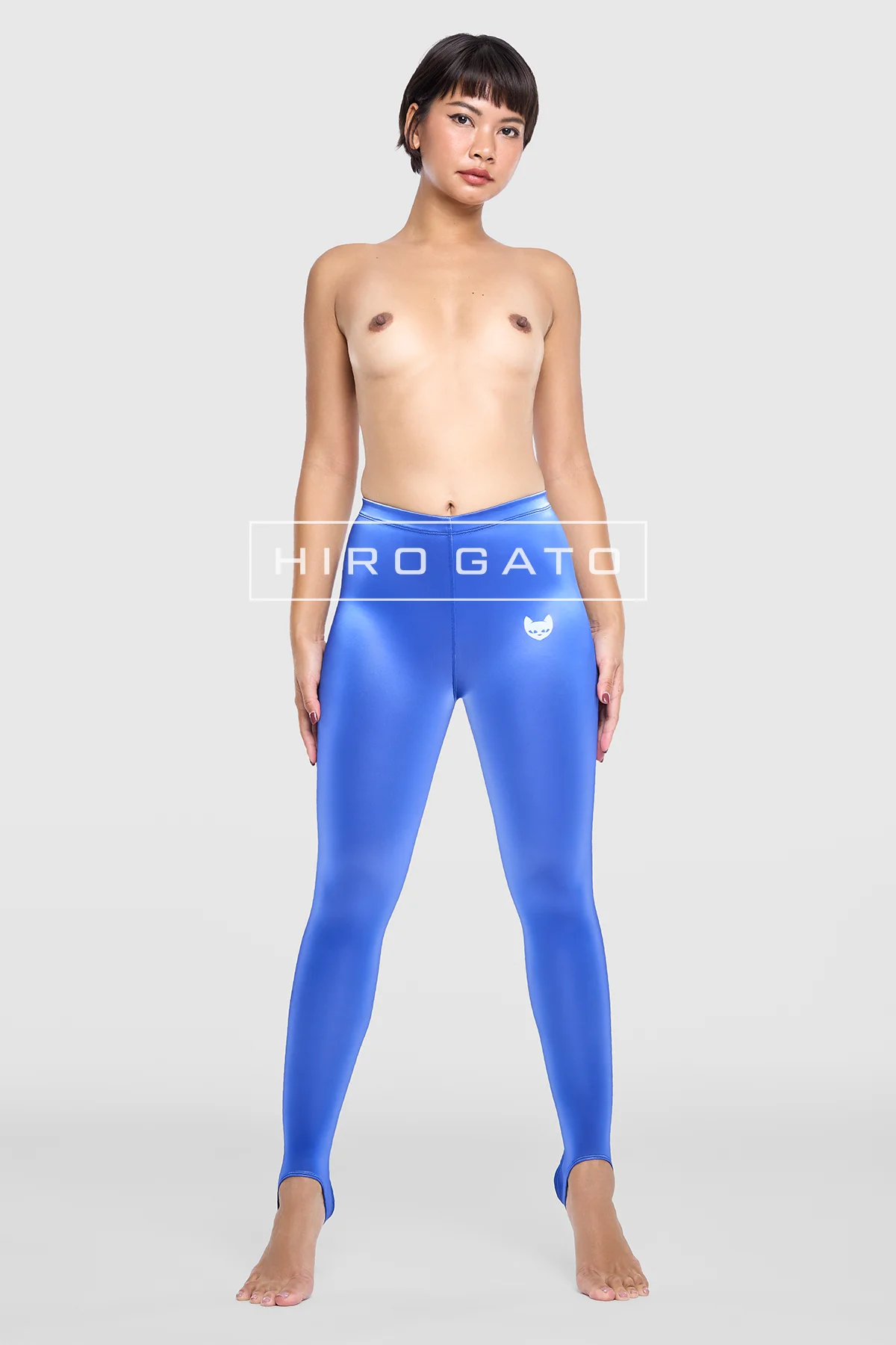 Sharkskin PU Spandex Leggings  Blue view 5