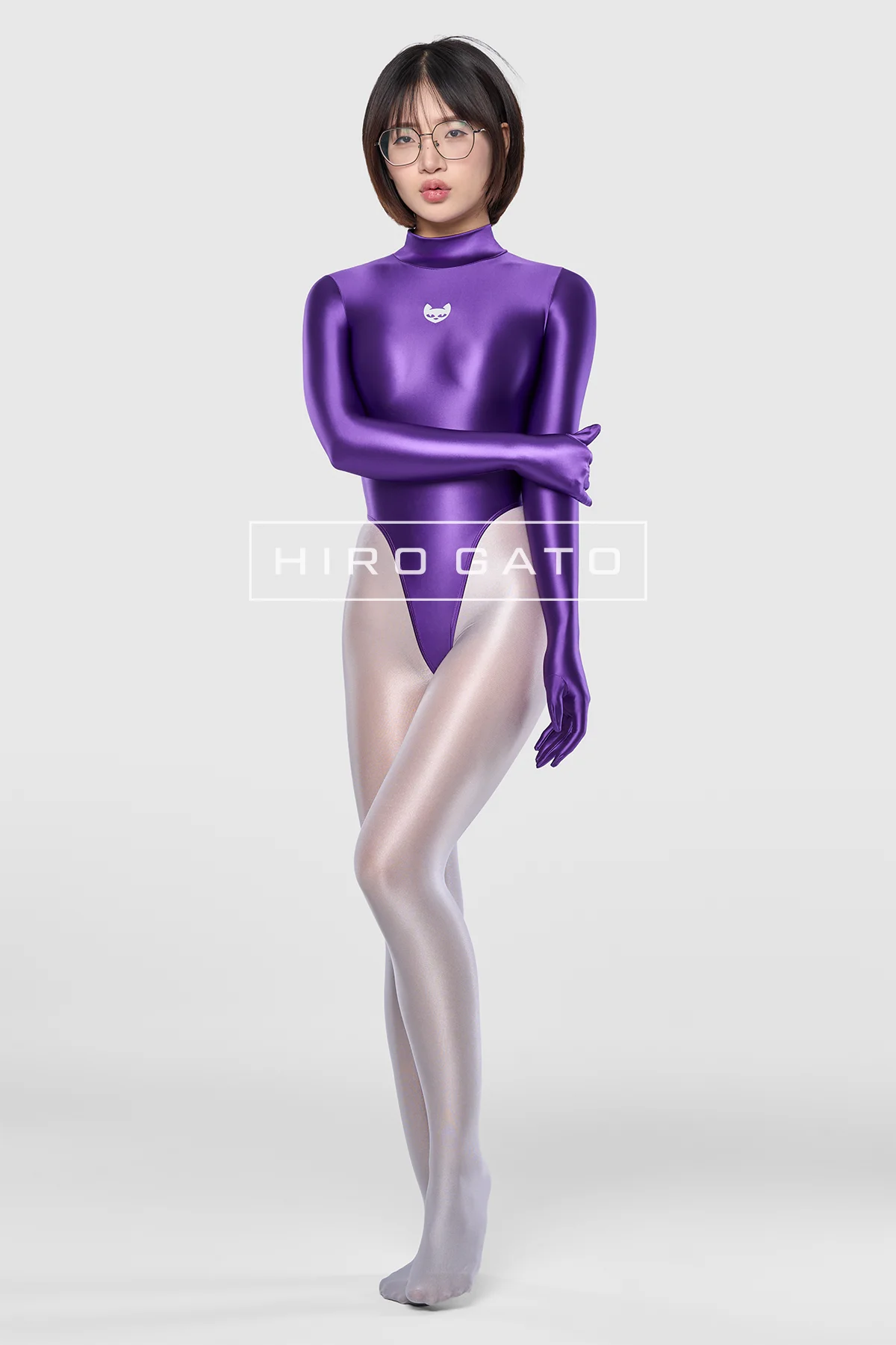 Satin Spandex Leotard  Purle