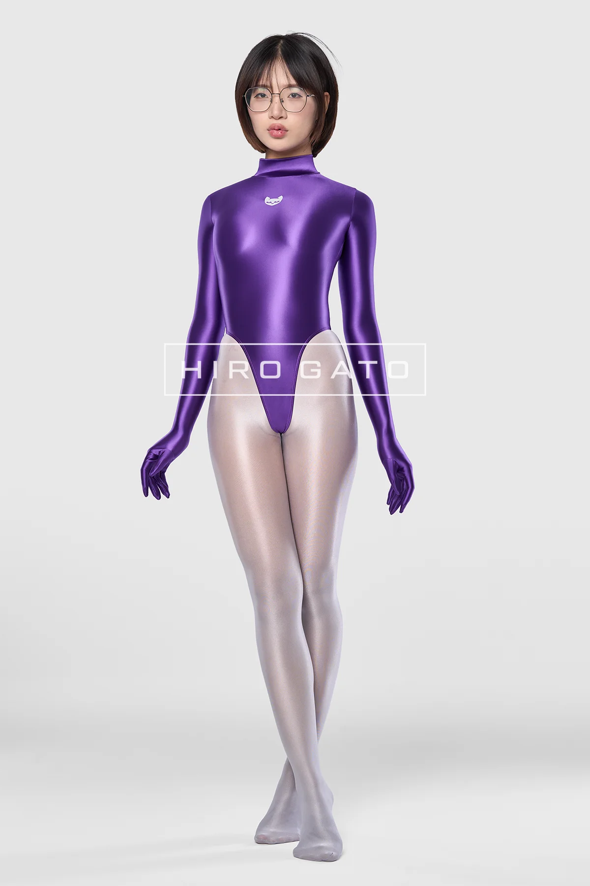 Satin Spandex Leotard  Purle view 2