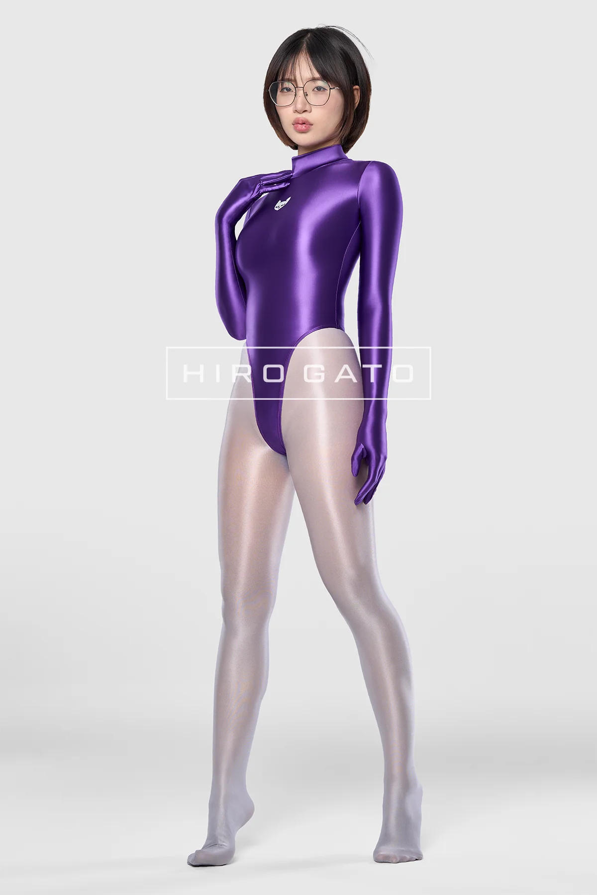 Satin Spandex Leotard  Purle view 10