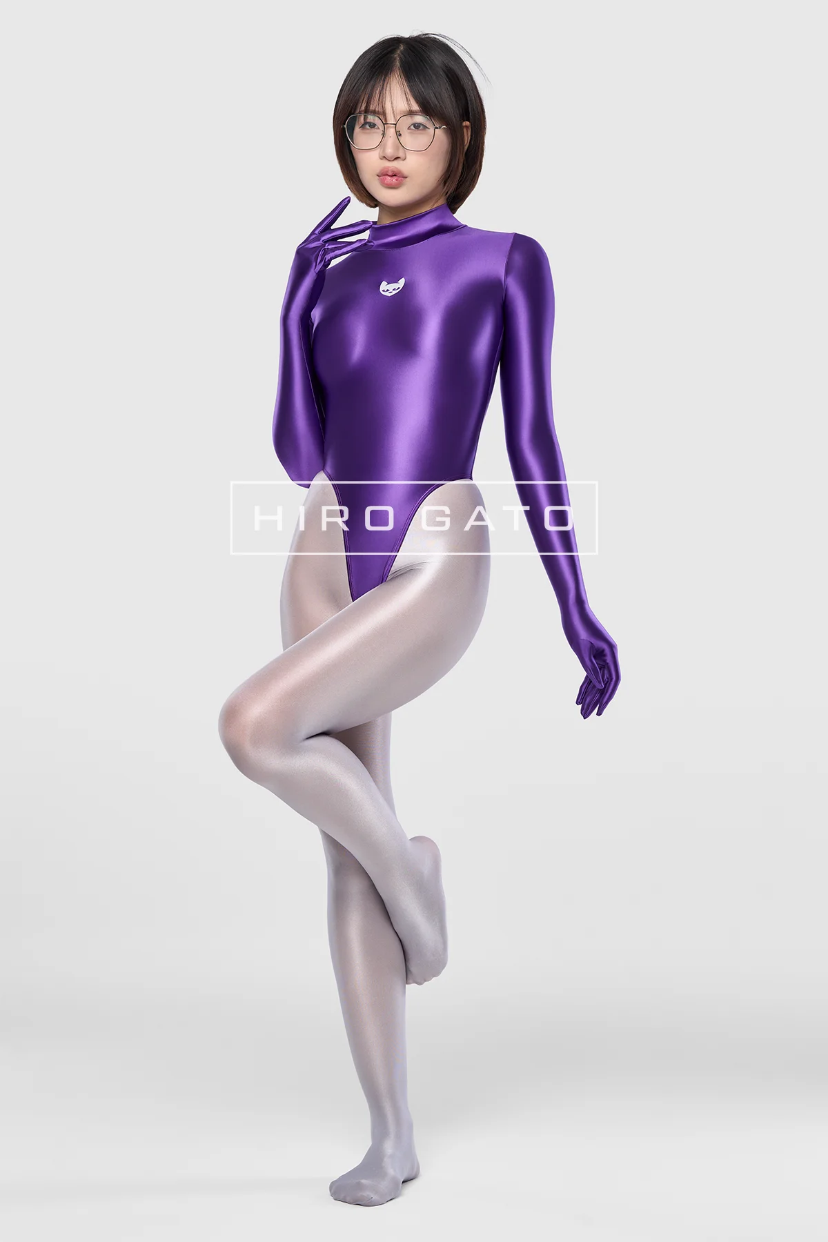 Satin Spandex Leotard  Purle view 9