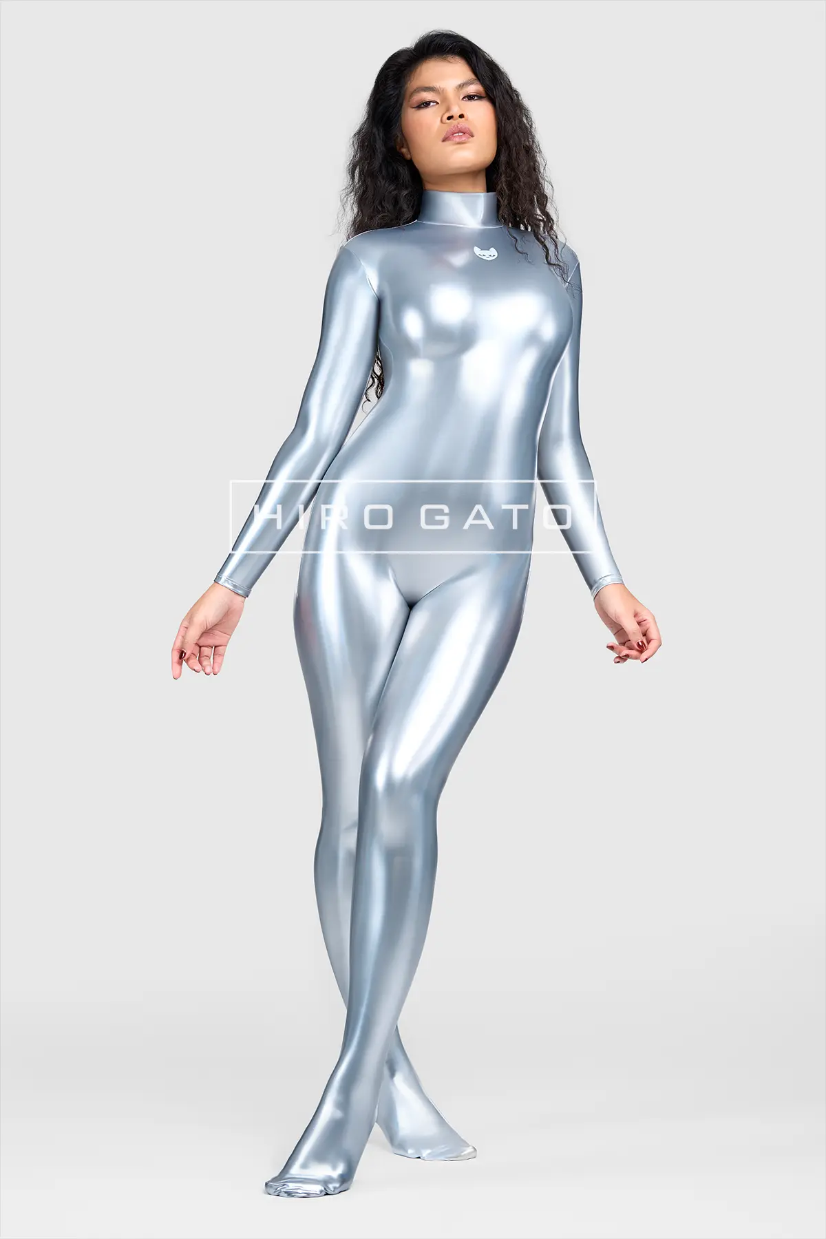 Rainbow PU Spandex Catsuit  Silver view 5