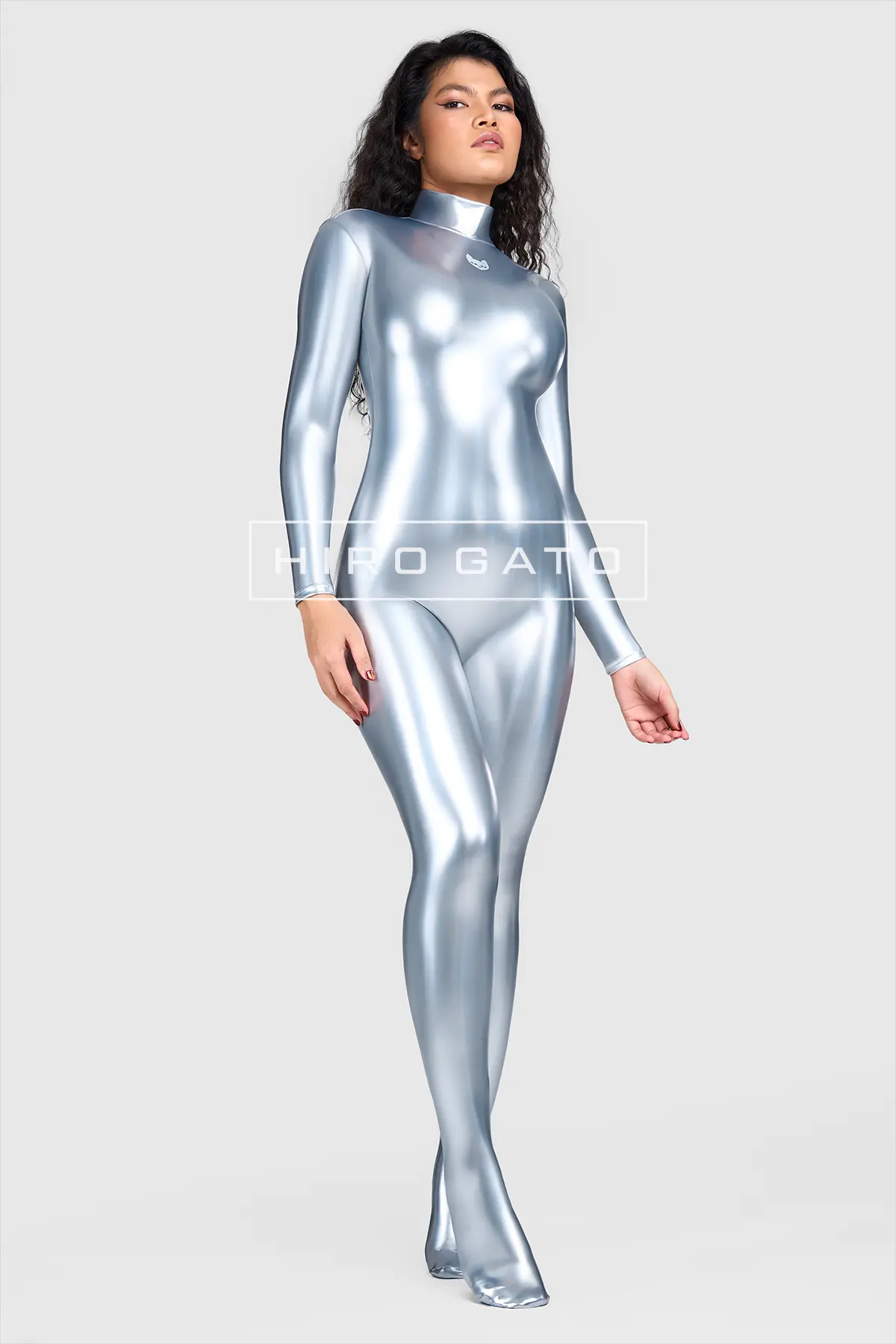 Rainbow PU Spandex Catsuit  Silver view 4