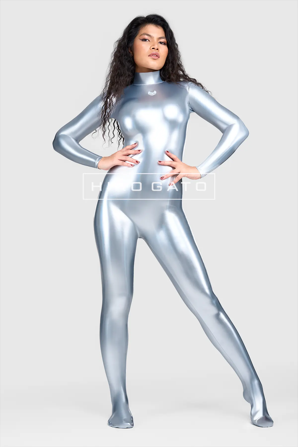 Rainbow PU Spandex Catsuit  Silver view 3