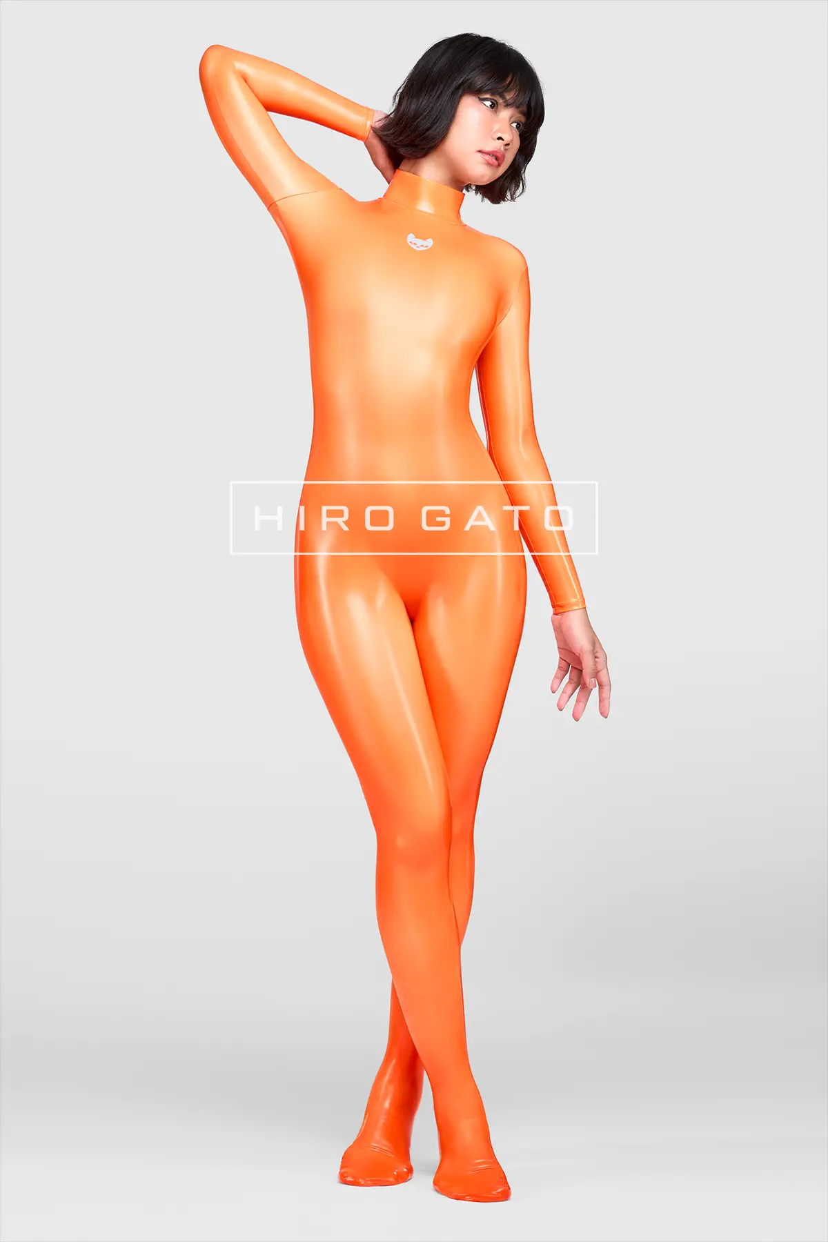 Rainbow PU Spandex Catsuit  Orange view 5