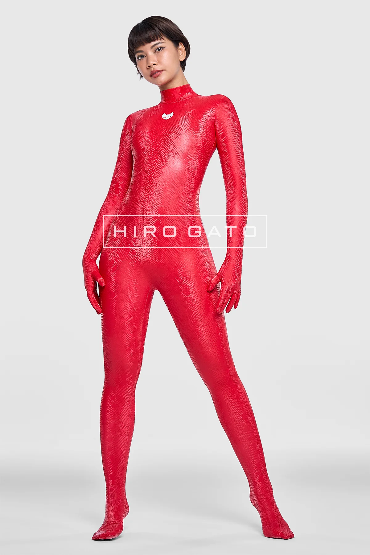Reptilian Skin Spandex Catsuit Silver