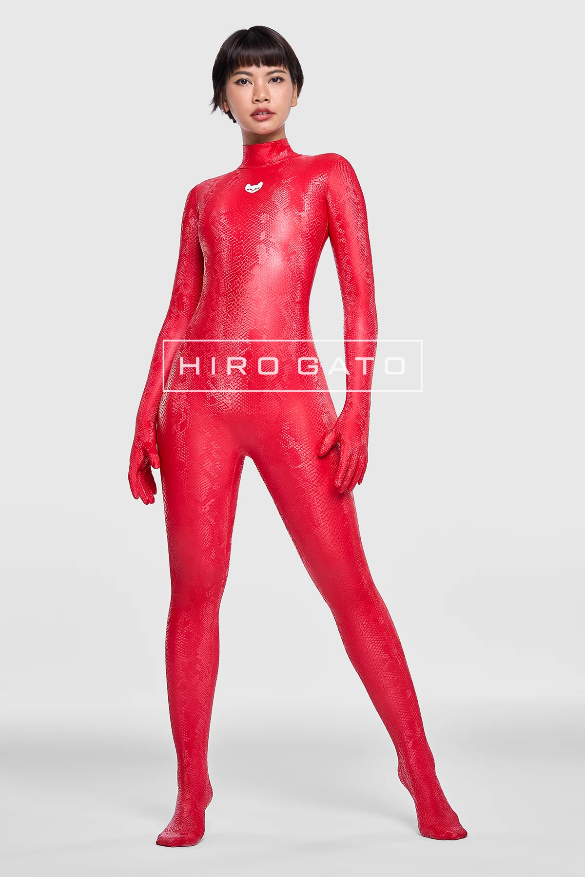 Reptilian Skin Spandex Catsuit  Silver view 2