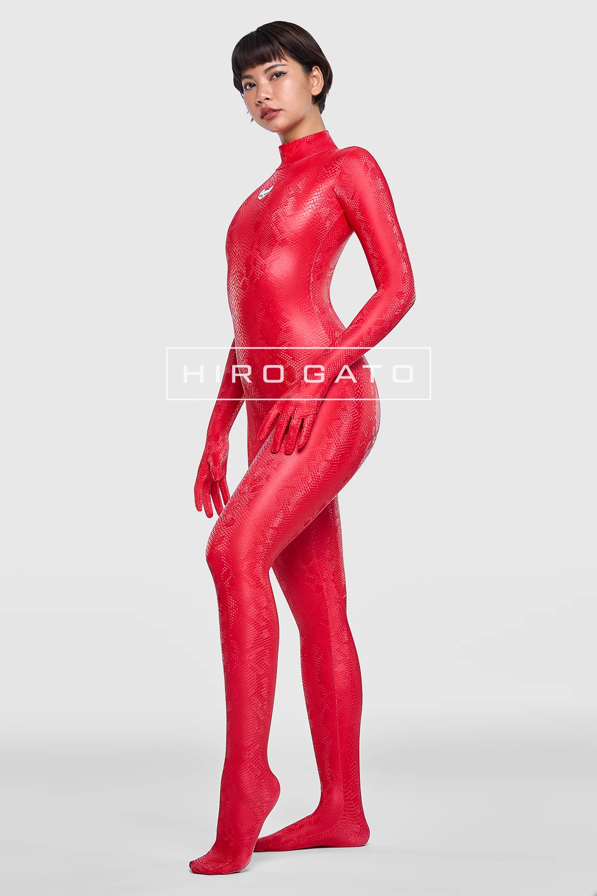 Reptilian Skin Spandex Catsuit  Silver view 7