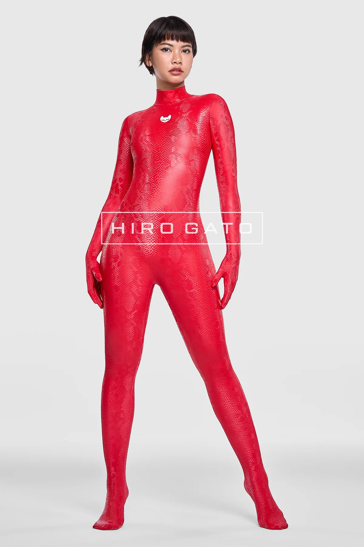 Reptilian Skin Spandex Catsuit  Silver view 6