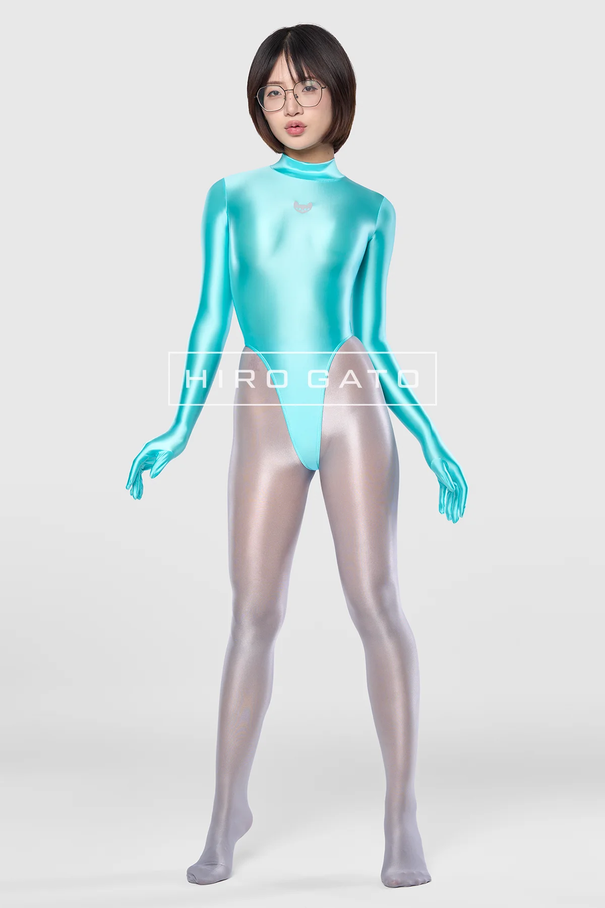 Satin Spandex Leotard  Turquoise view 6