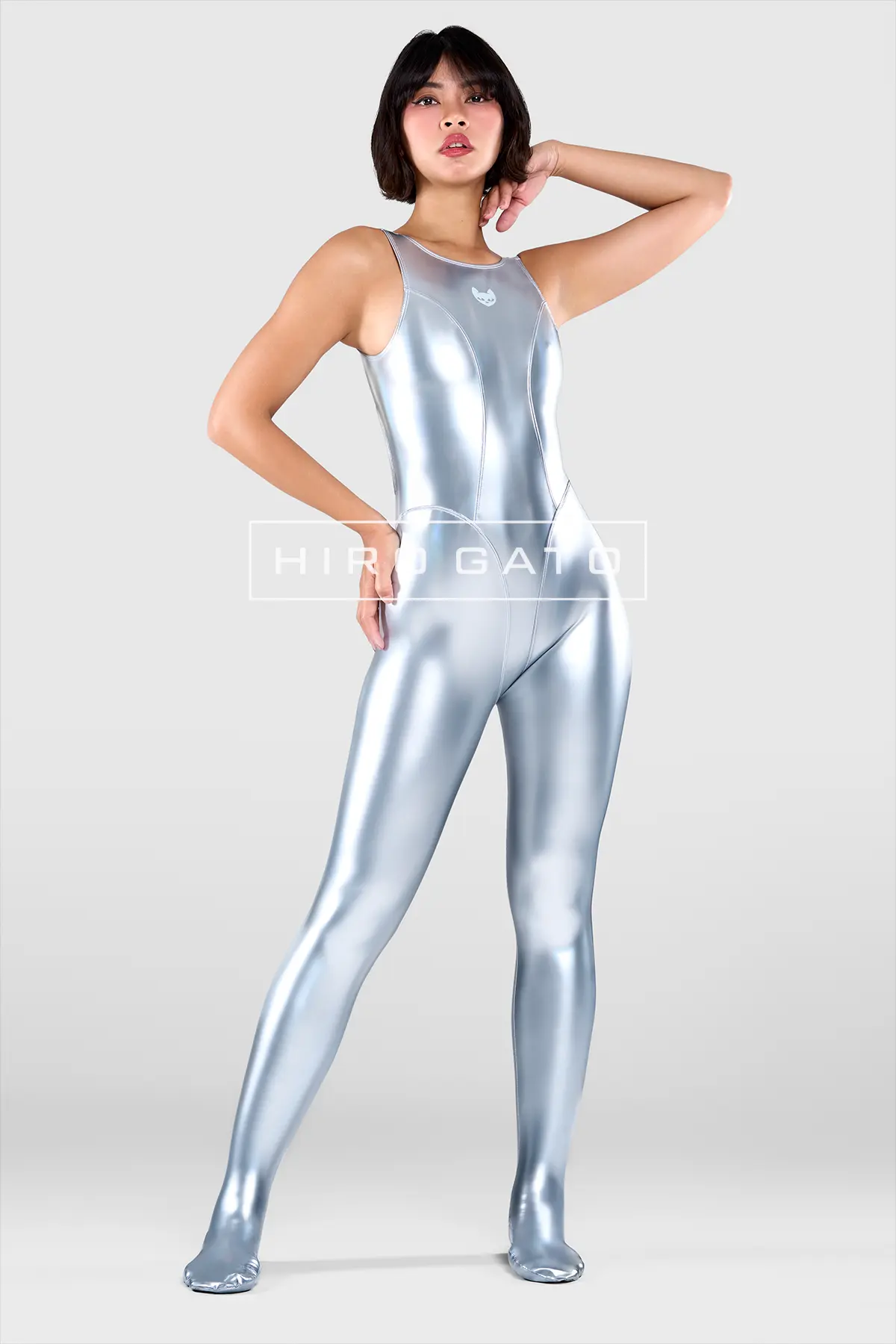 Rainbow Pu Spandex Unitard  Silver view 5