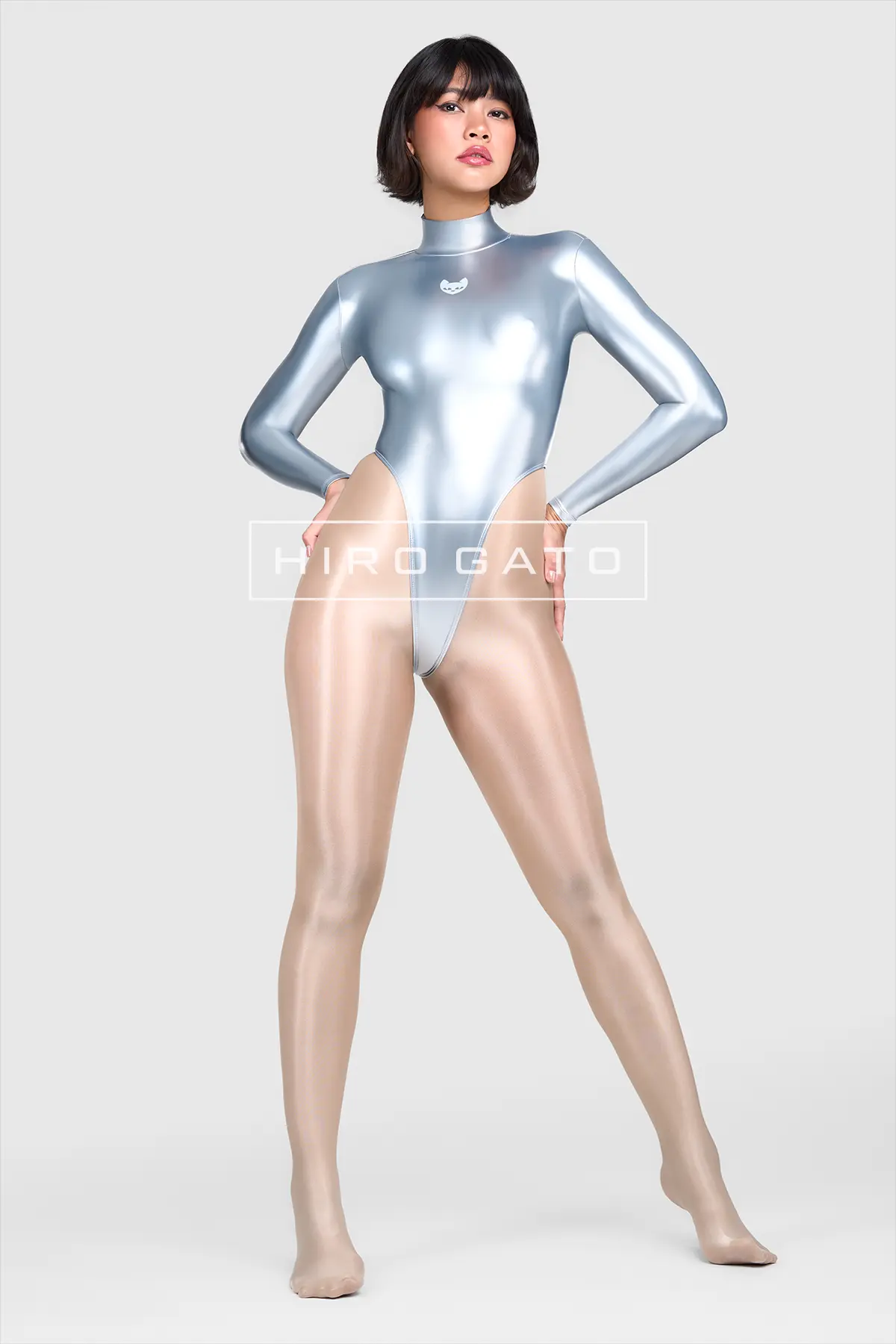 Rainbow Pu Spandex Leotard  Silver