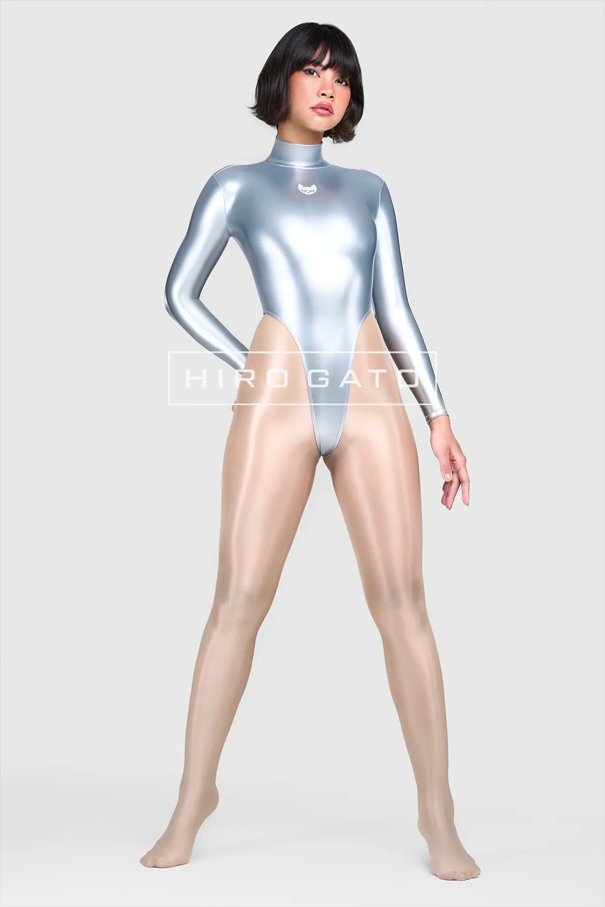 Rainbow Pu Spandex Leotard  Silver view 2