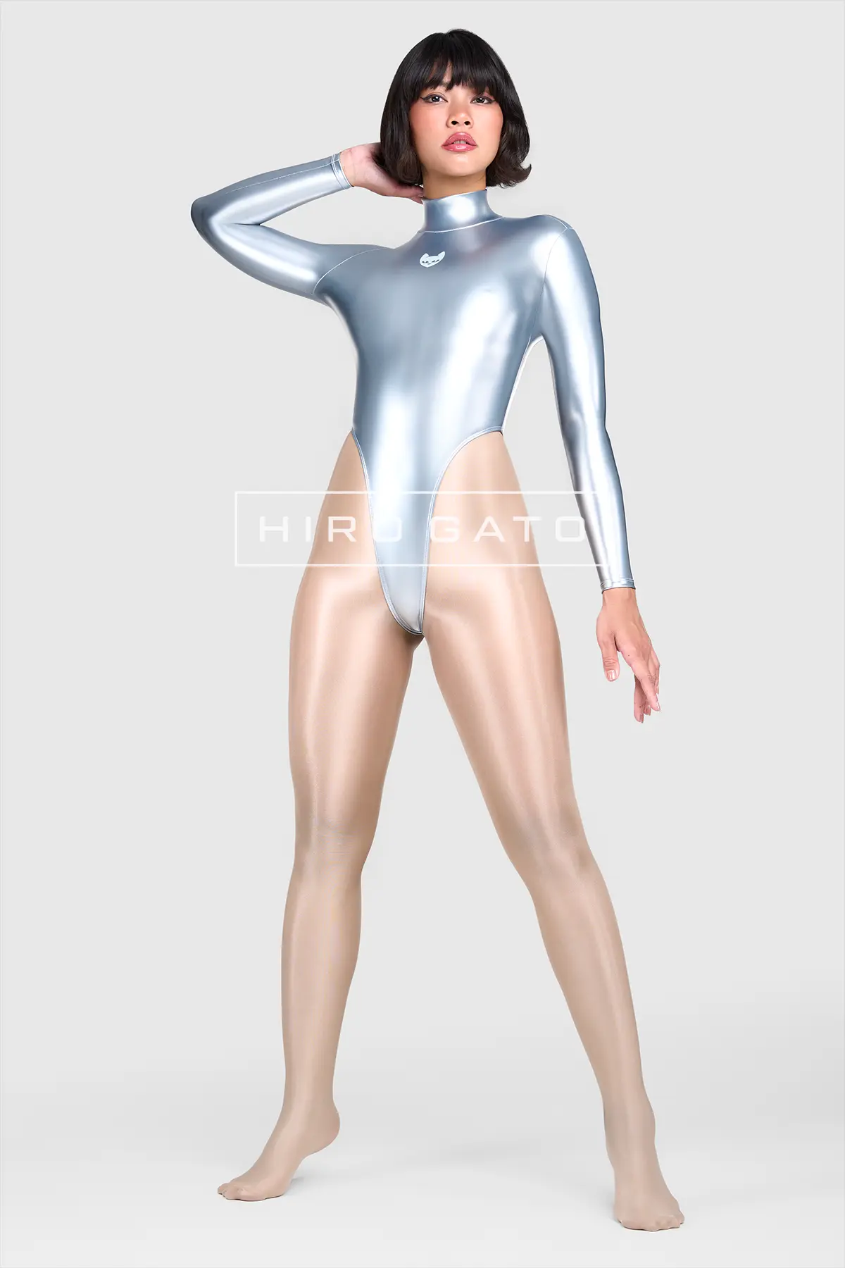 Rainbow Pu Spandex Leotard  Silver view 5