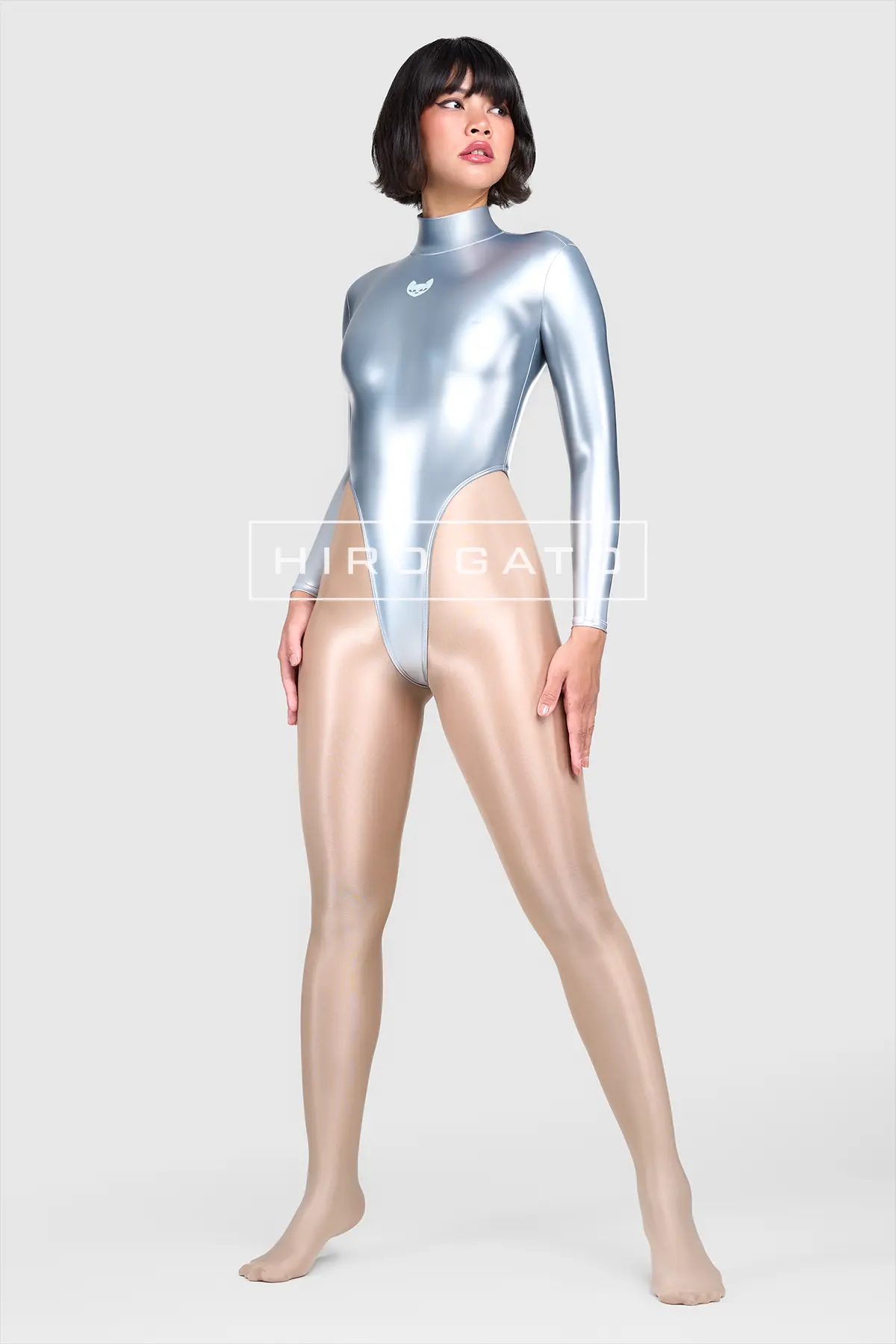 Rainbow Pu Spandex Leotard  Silver view 4