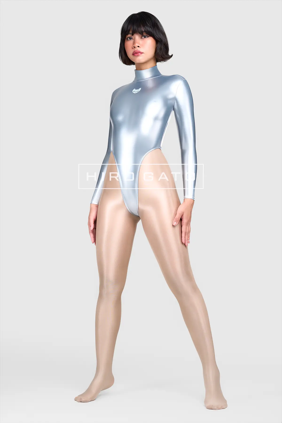 Rainbow Pu Spandex Leotard  Silver view 3