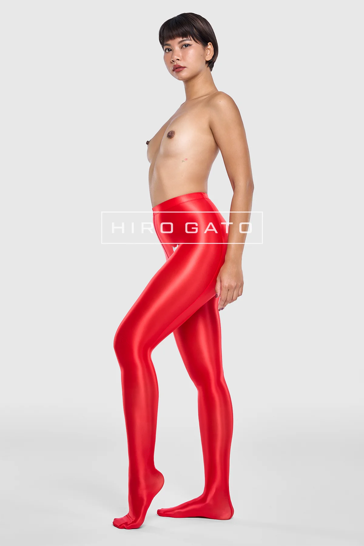 Sheer Nylon Leggings  Red view 3